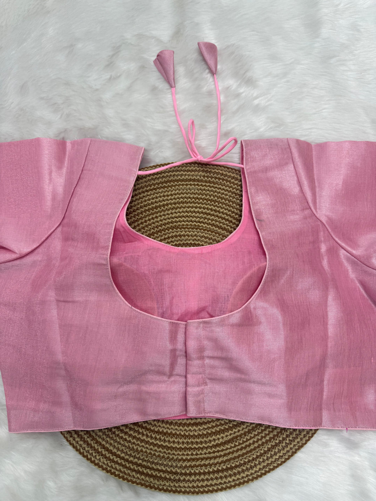 PLAIN TISSUE READY TO WEAR SAREE BLOUSE - DUSTY ROSE PINK