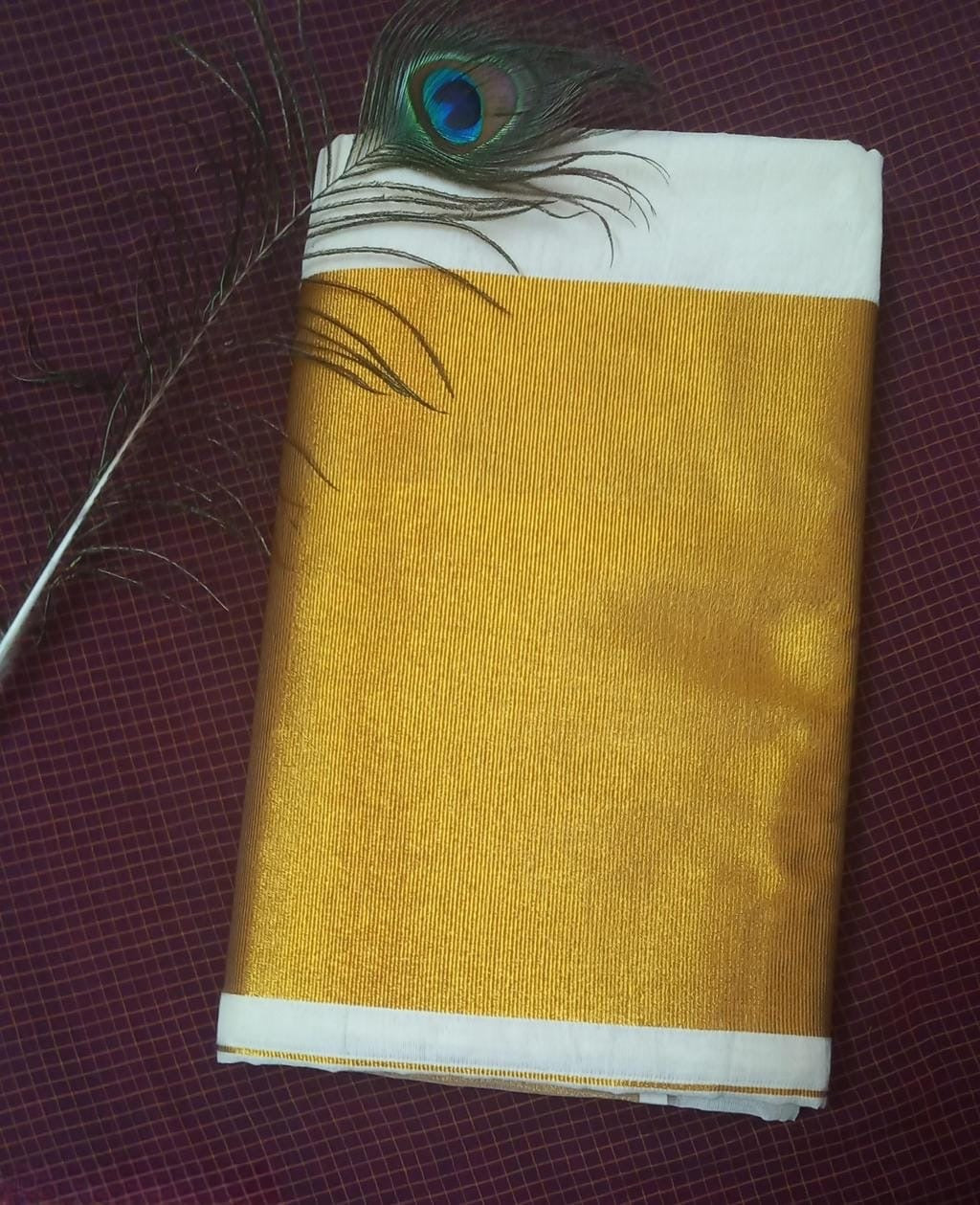 BIG BORDER KASAVU COTTON SAREE - GOLD