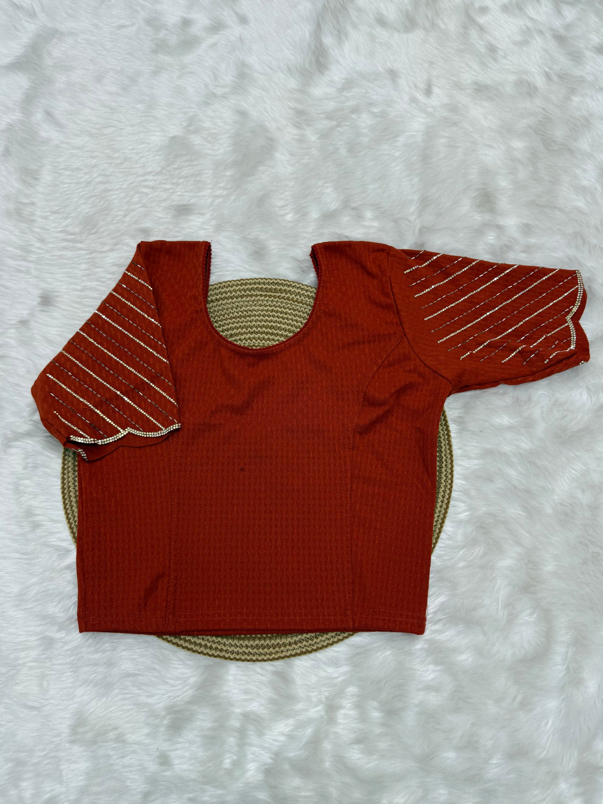 DESIGNER STRETCHABLE BLOUSE - BURNT ORANGE