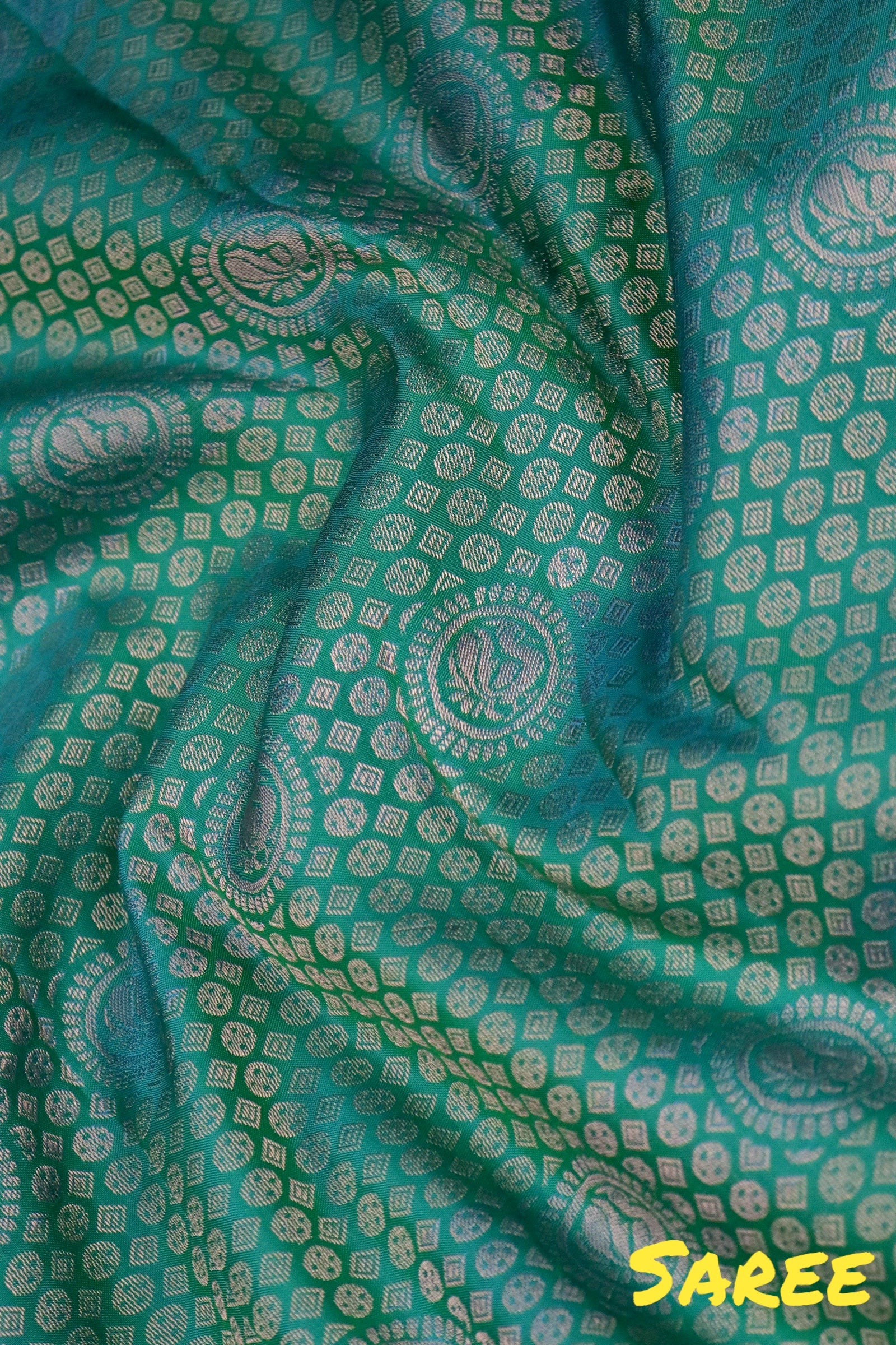 TURQUOISE TEAL KANCHIPURAM PURE SILK SAREE | SILKMARK® CERTIFIED