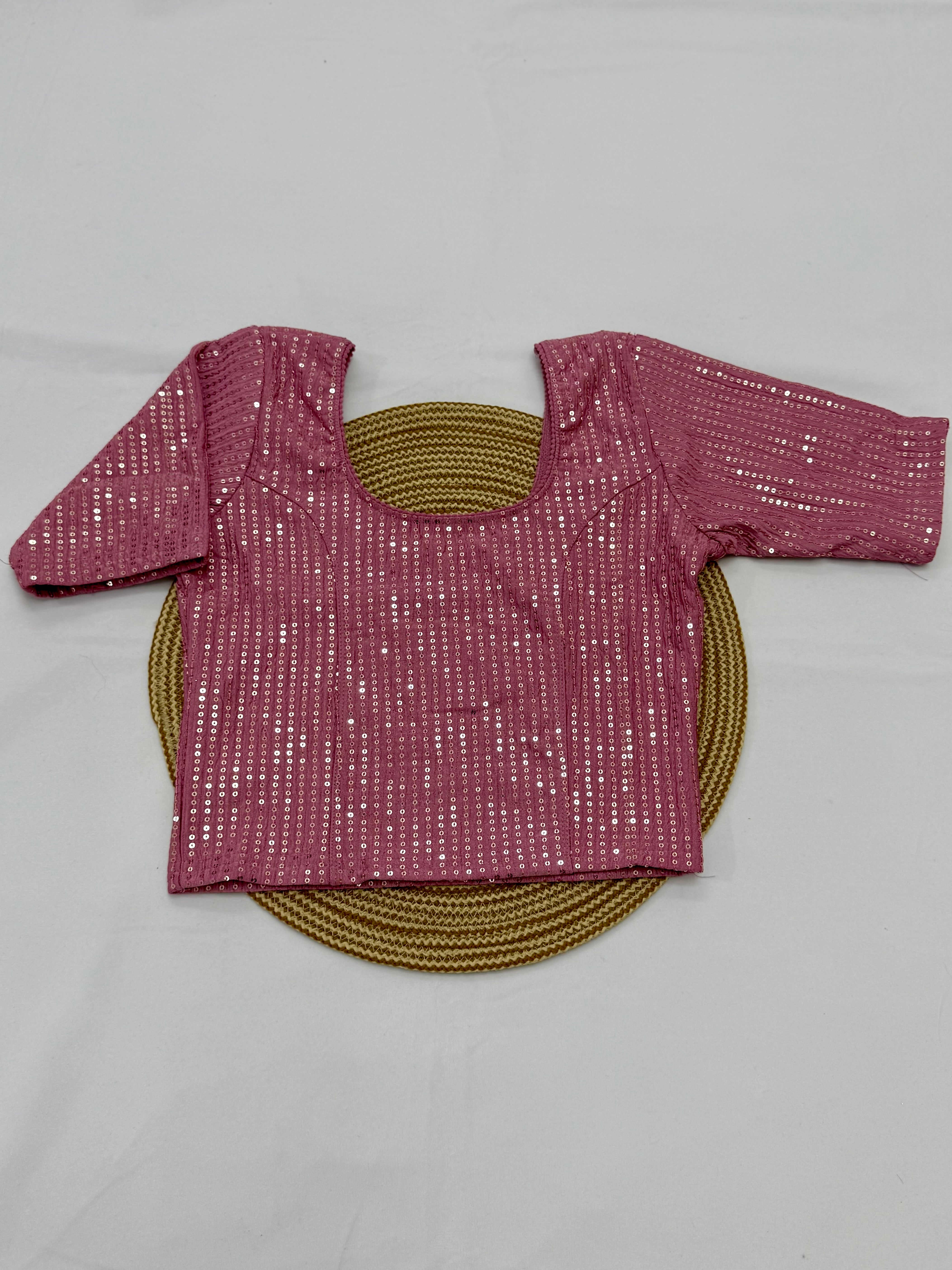 FANCY ELBOW SLEEVE STRETCHABLE BLOUSE