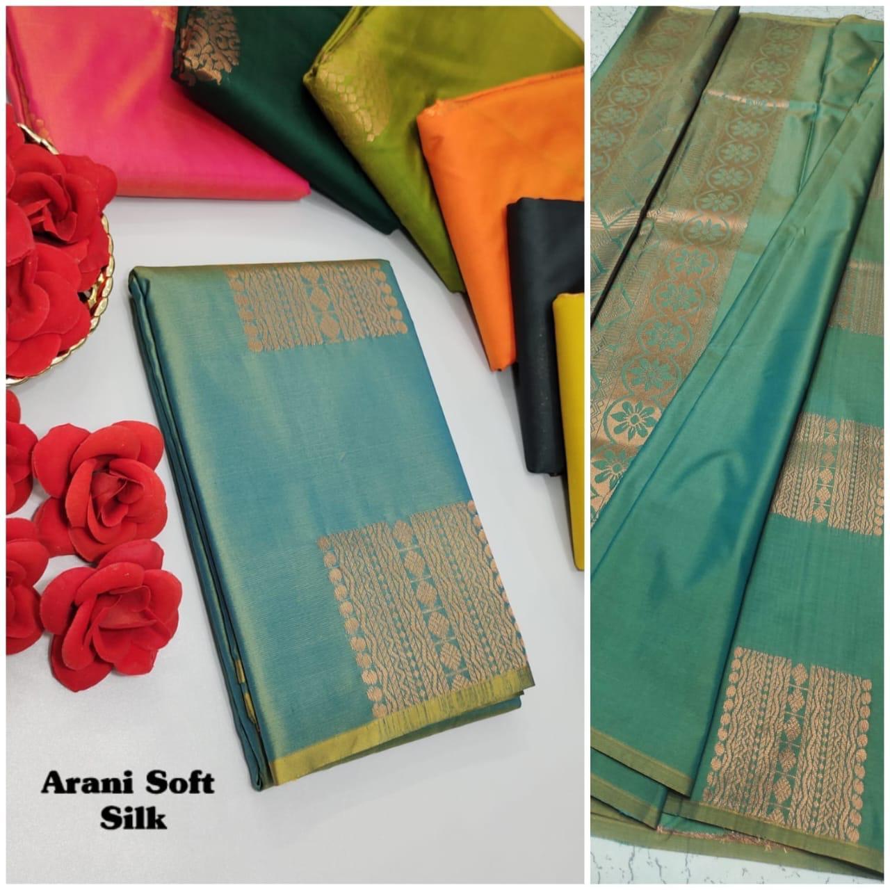 ARANI SOFT SILK SAREES - JADE GREEN