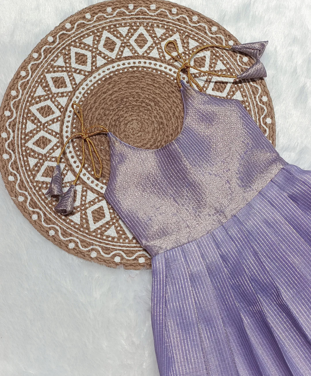 LAVENDER TISSUE NEW BORN FROCK