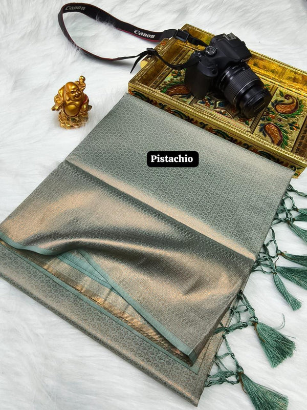 PREMIUM KUBERA PATTU SILK SAREE - PISTACHIO