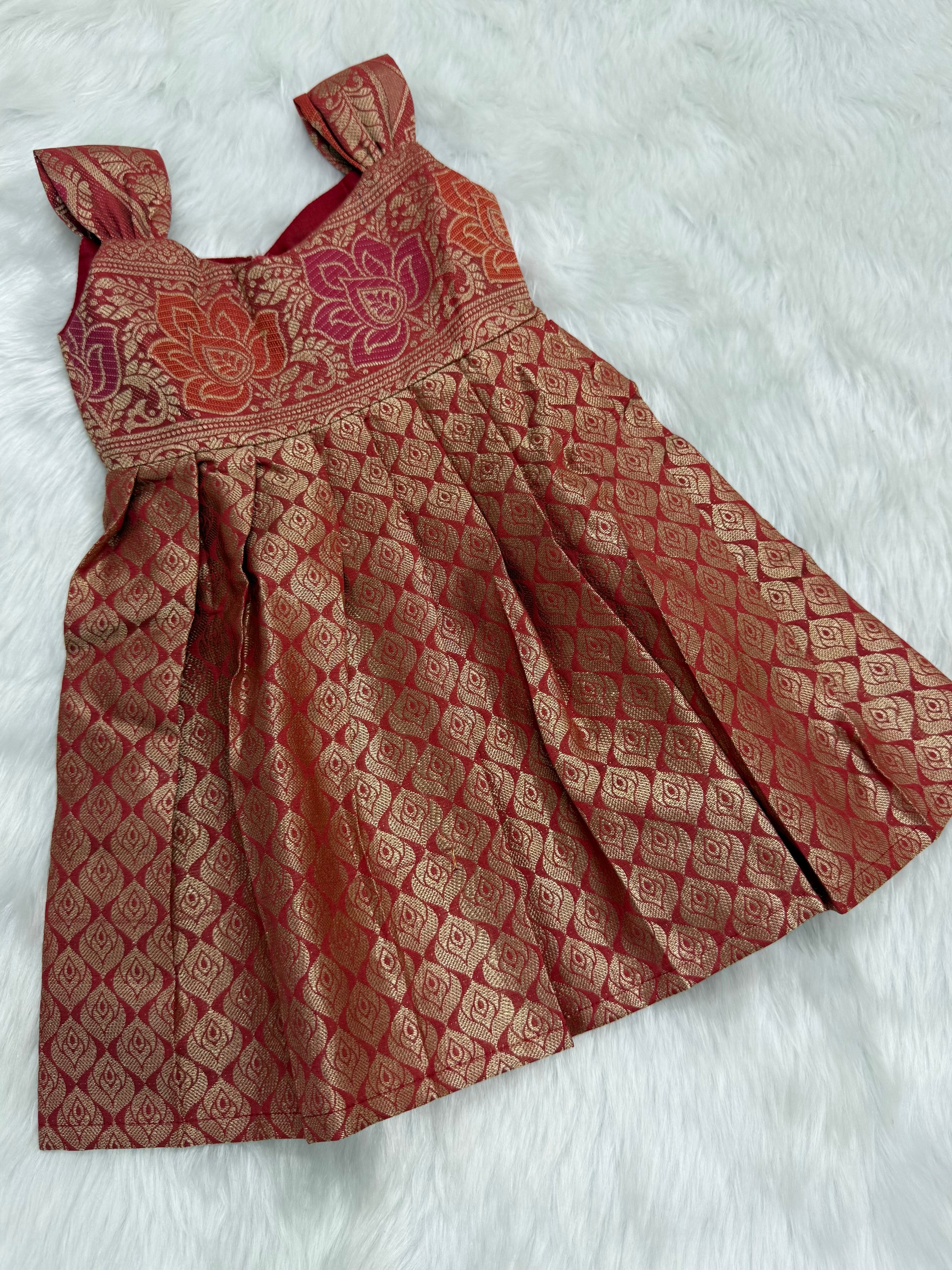 RED  NEW BORN FROCK