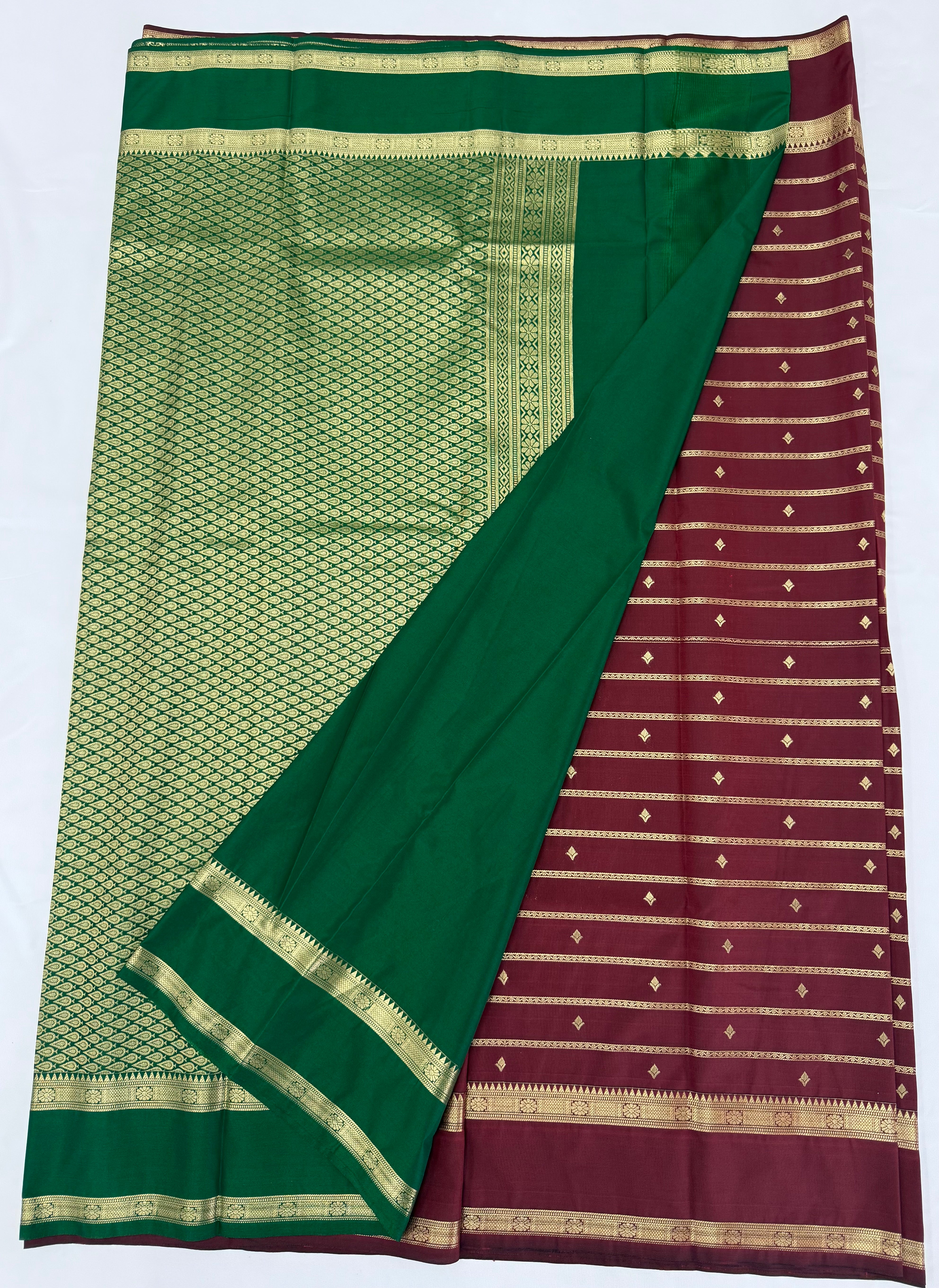 PREMIUM SEMI KANCHI SILK SAREE - DARK MARRON