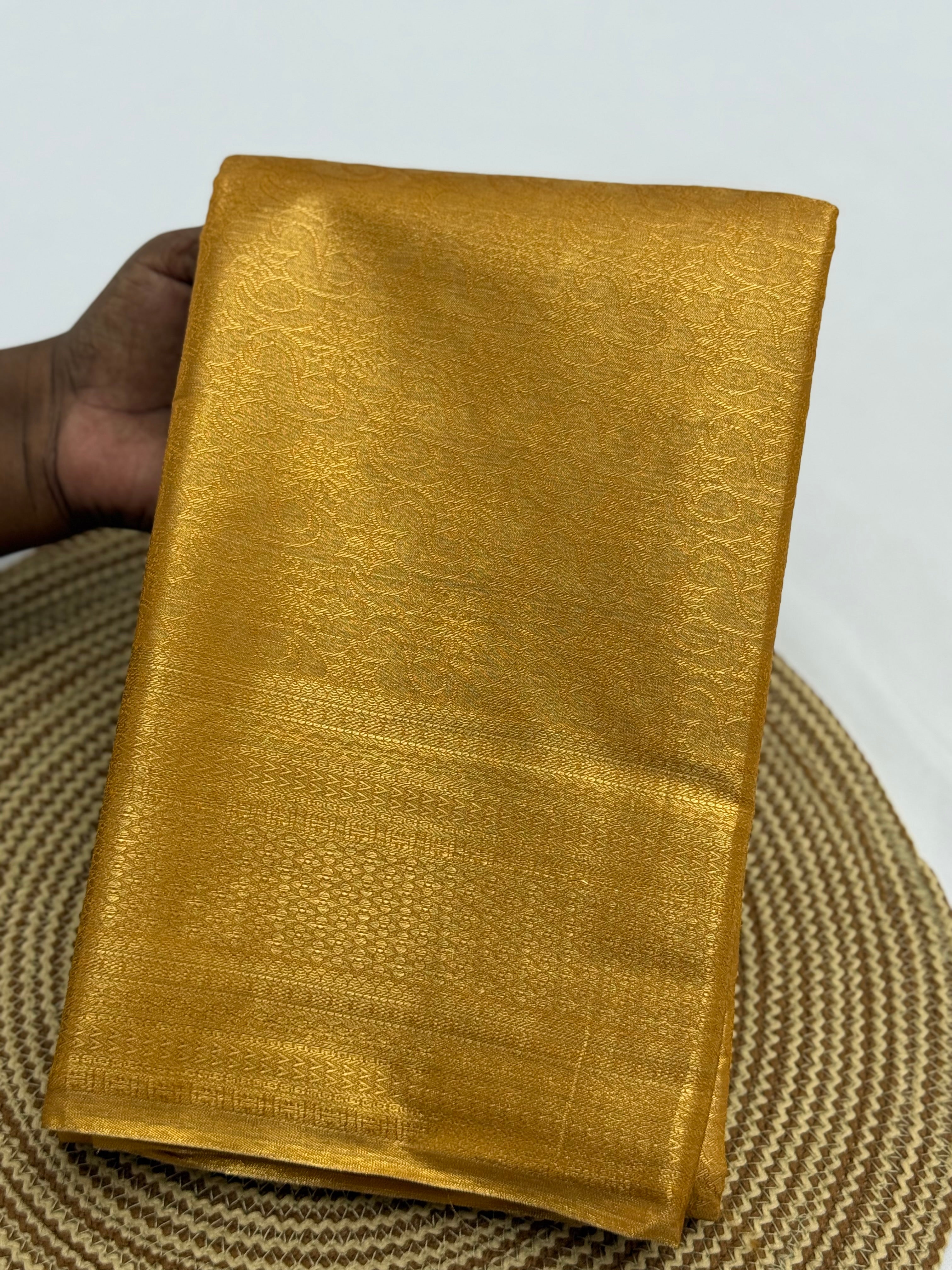 PREMIUM KANCHI TISUSE SILK SAREE - YELLOW GOLD