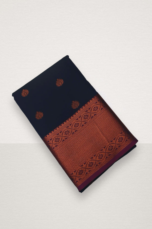 KARUNYA SPL SOFT SILK SAREE - NAVY BLUE