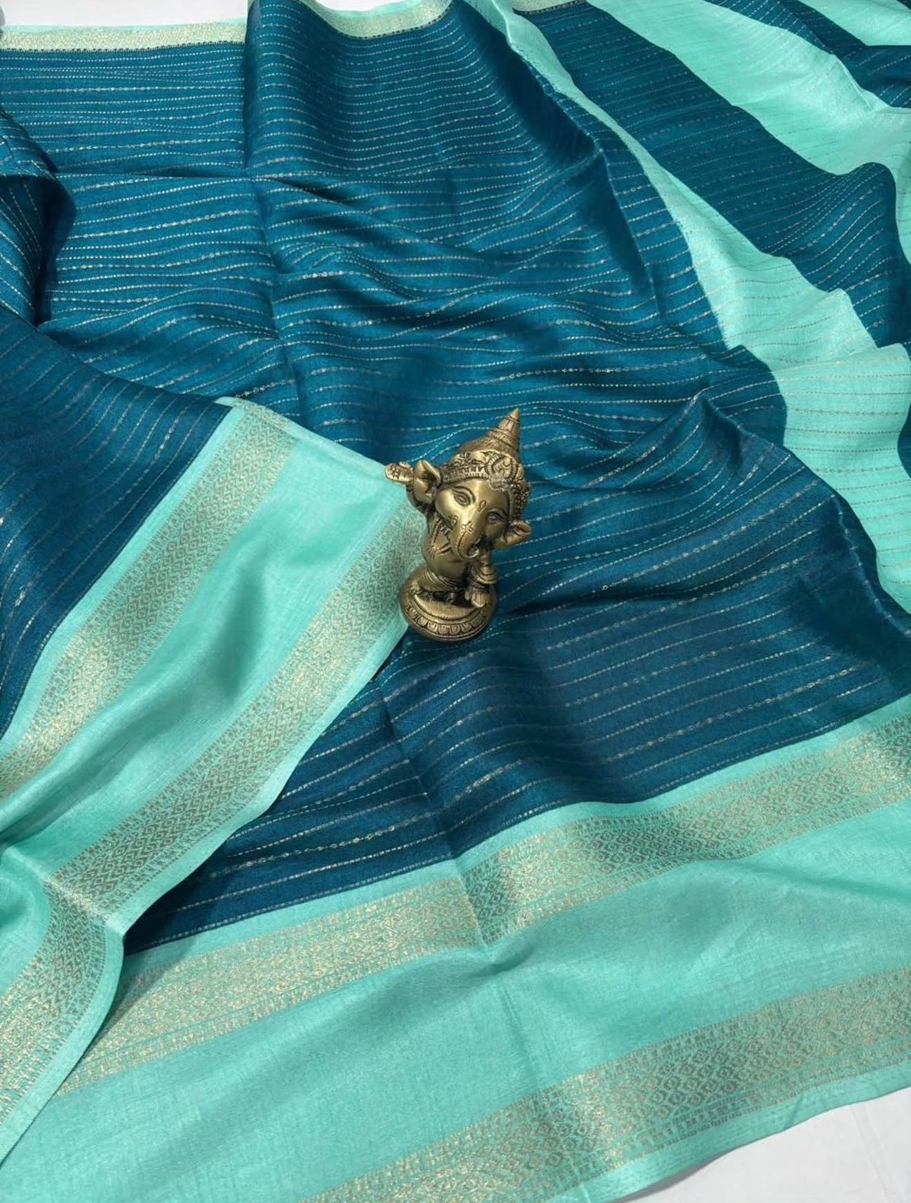 FANCY MYSORE SILK SAREES - TEAL BLUE