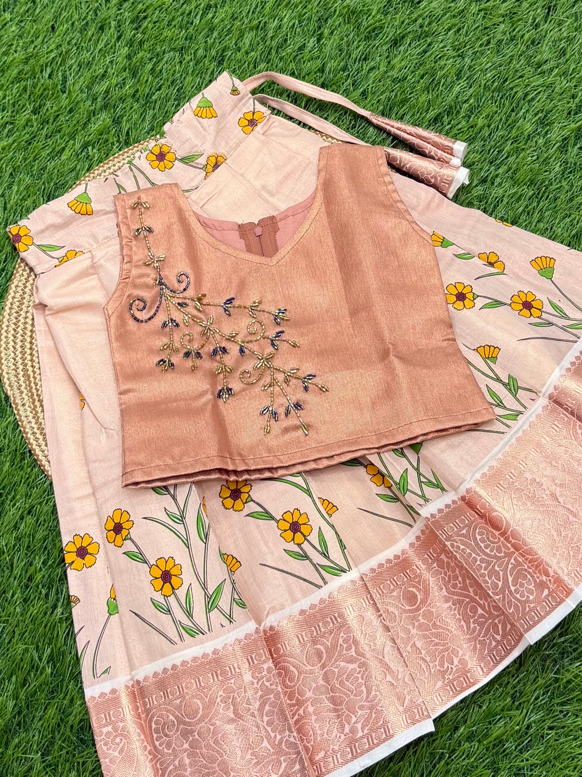 KIDS GIRL'S PATTU PAVADAI - ROSE GOLD