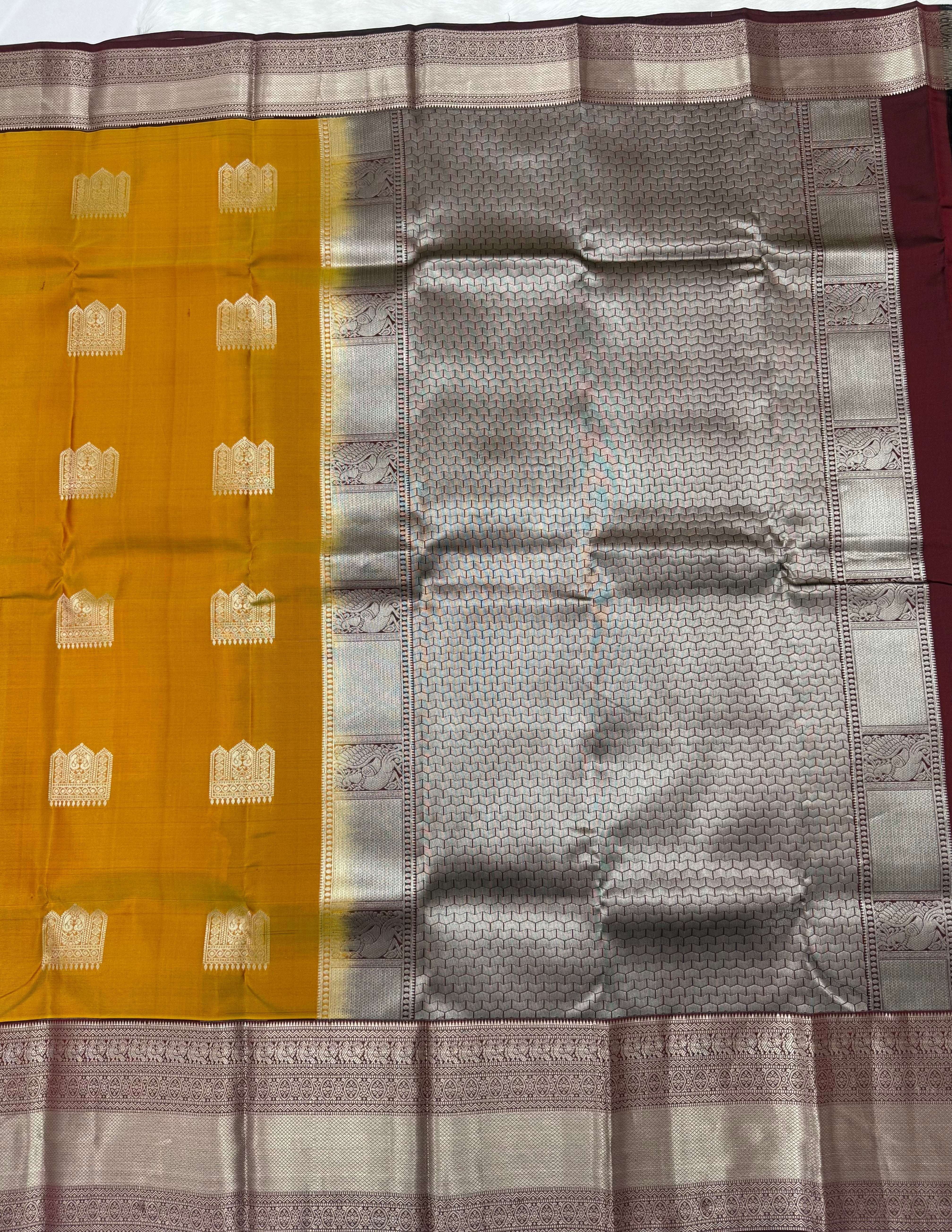 KANCHIPURAM PURE SILK SAREE | SILKMARK® CERTIFIED - MUSTARD