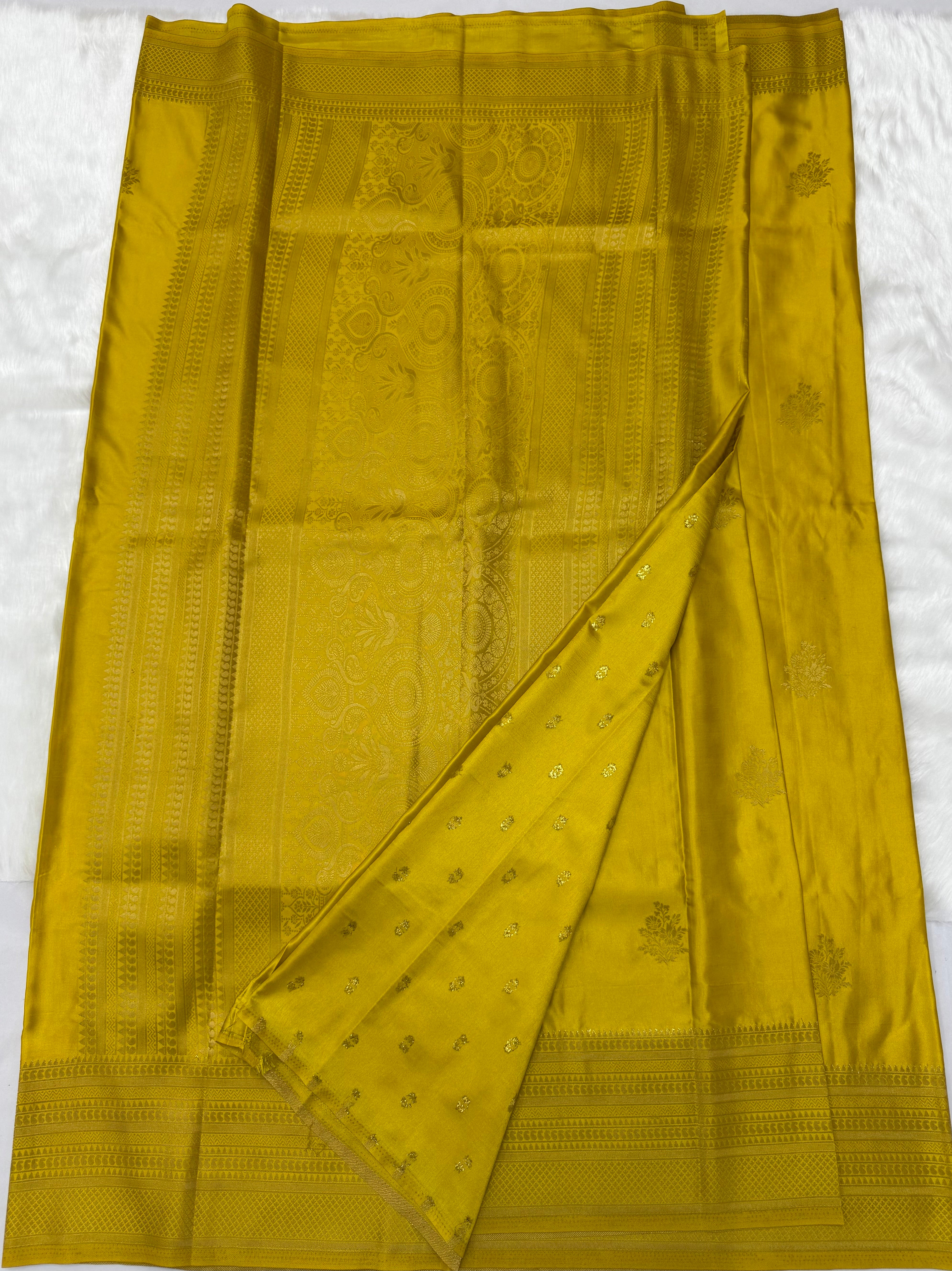 BEAUTIFUL PREMIUM SATIN SAREE - YELLOW