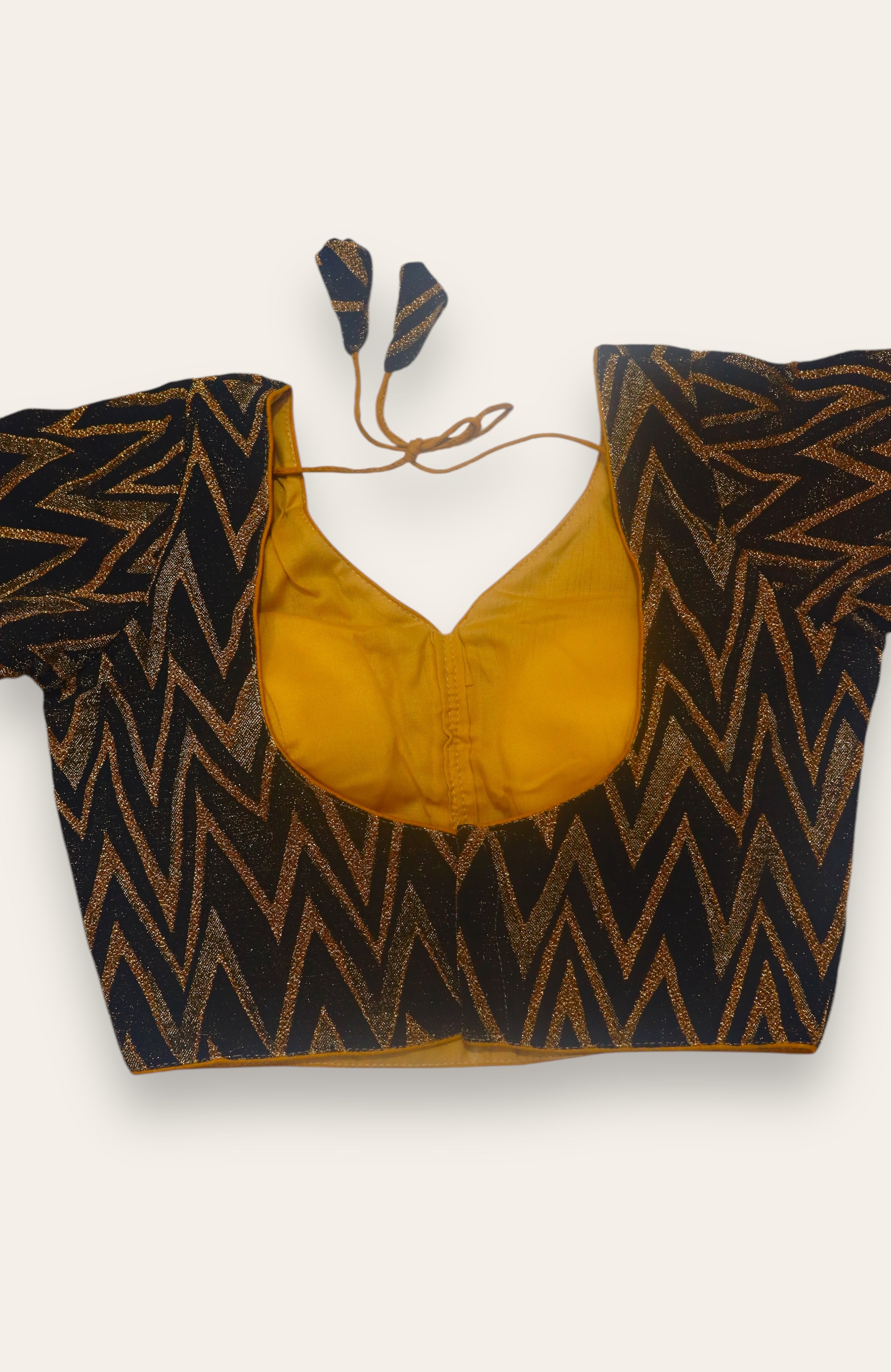 TRENDY FANCY READYMADE BLOUSE - GOLD & BLACK