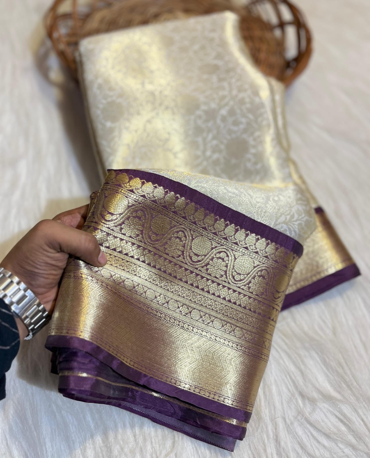PREMIUM BANARAS TISSUE SILK SAREE - CREAM