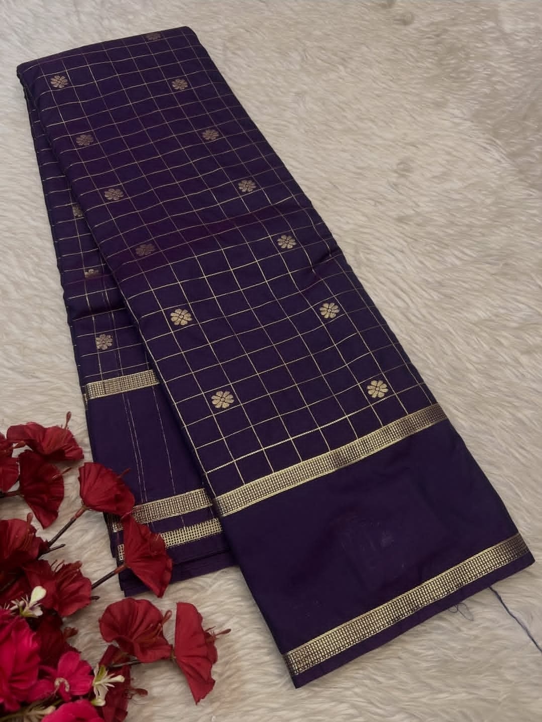 PREMIUM SEMI KANCHI SILK SAREE - PURPLE