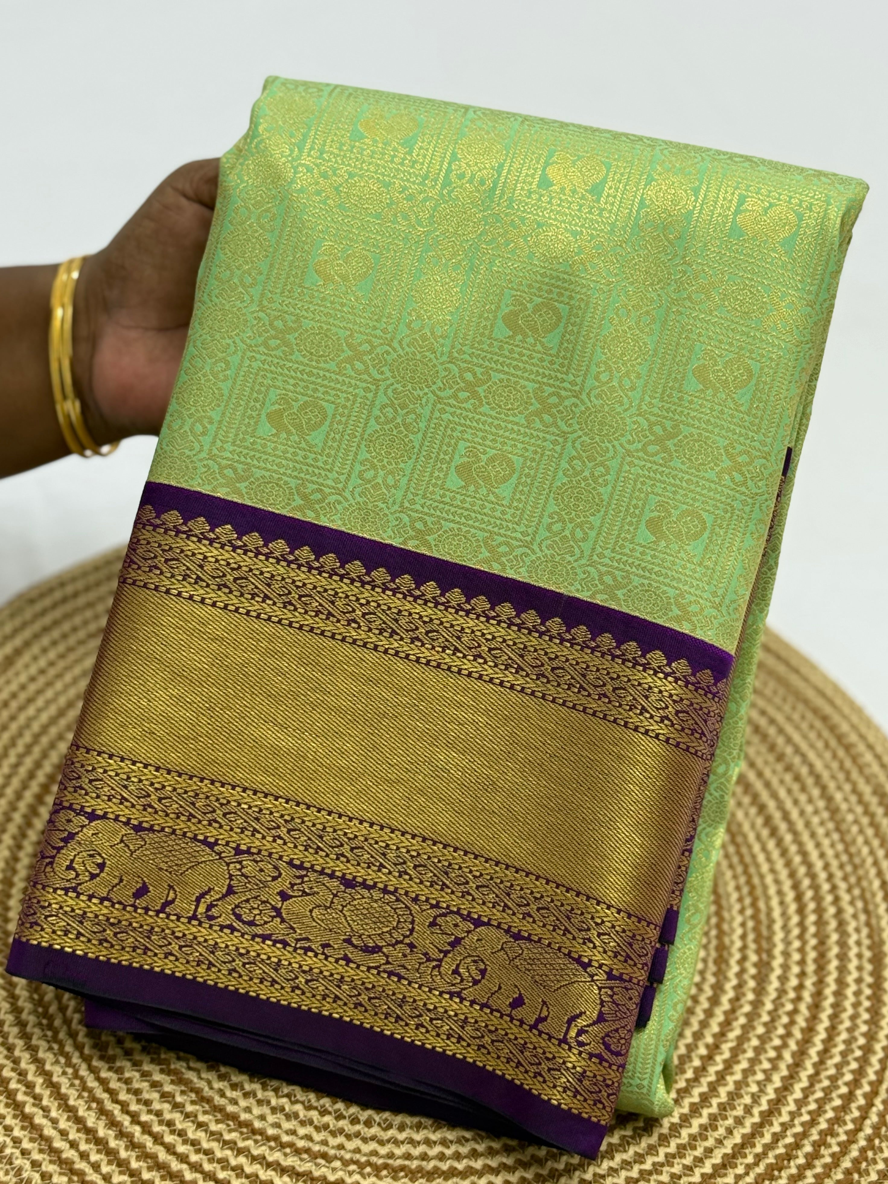PREMIUM  KANCHI BROCADE SILK SAREE - SEAFOAM