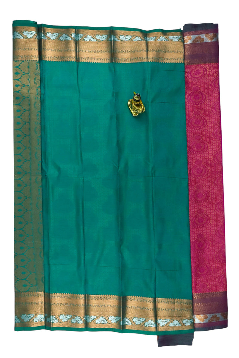 DARK PINK ART SILK SAREE WITH COPPER ZARI BORDER