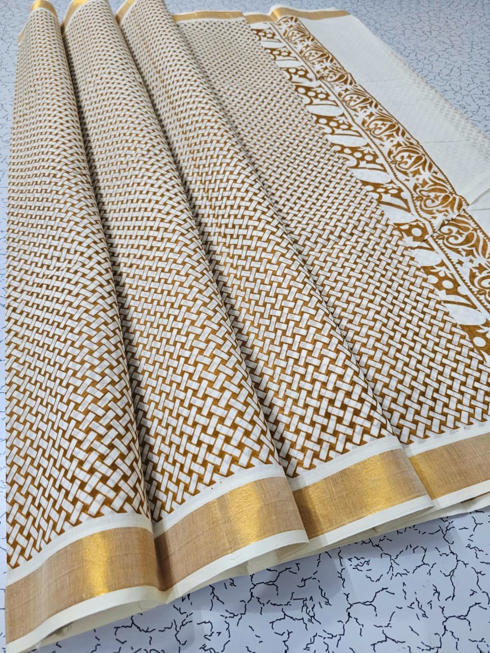 PRINTED WORK KERALA COTTON SAREES