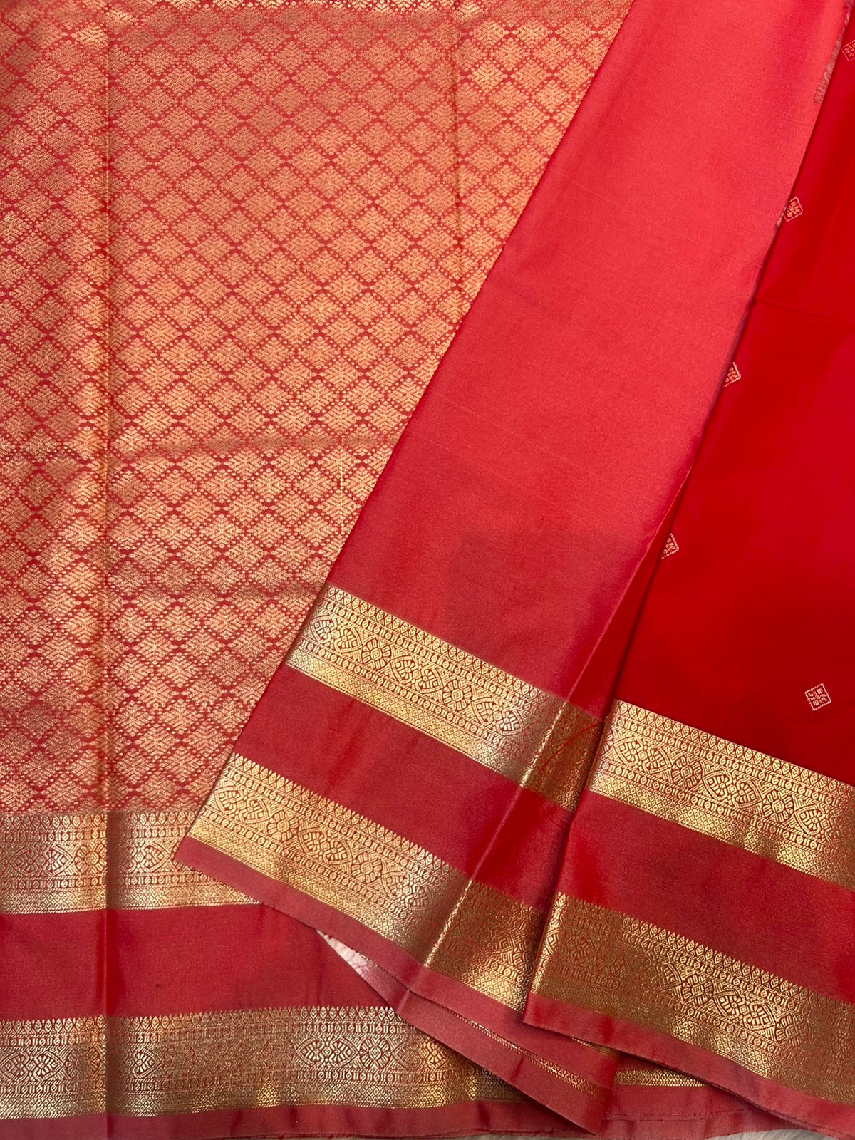 PREMIUM SEMI KANCHI SILK SAREE - RUBY RED
