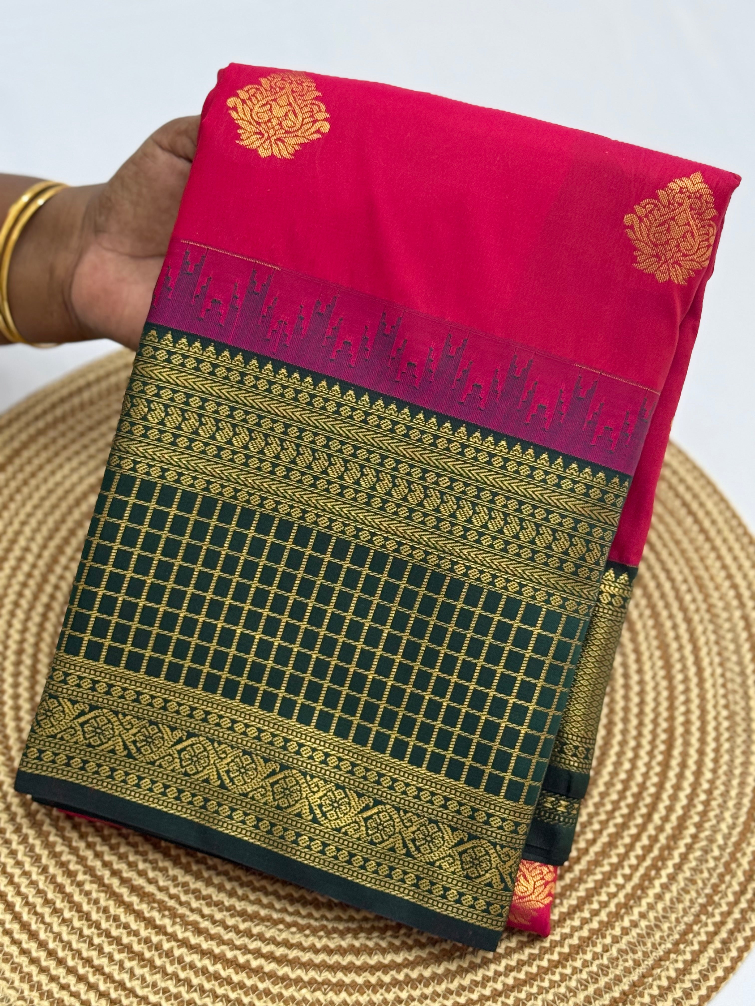 PREMIUM SEMI KANCHI SILK SAREE - MAGENTA