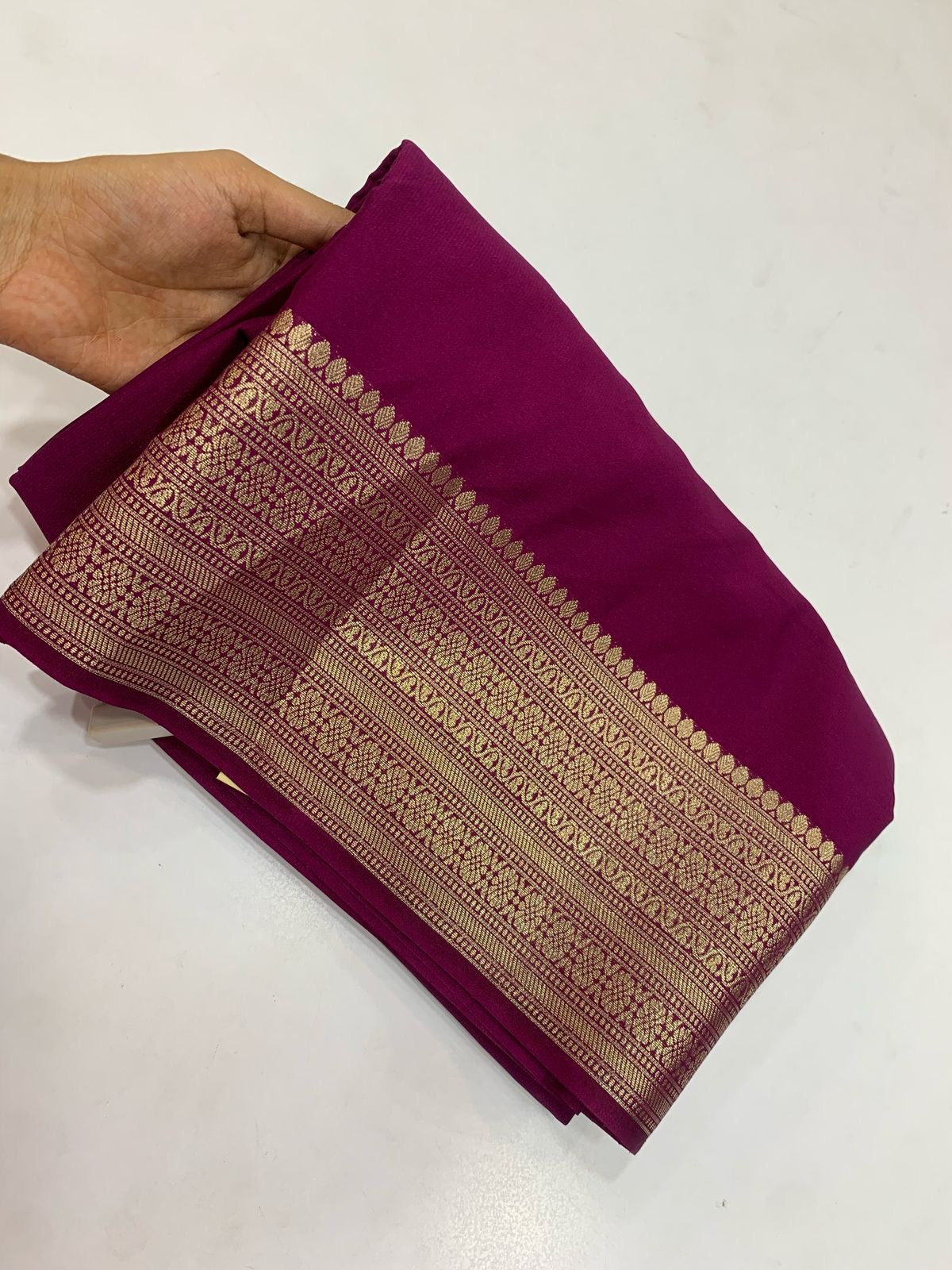 MYSORE PLAIN CREPE SILK SAREE - BYZANTINE