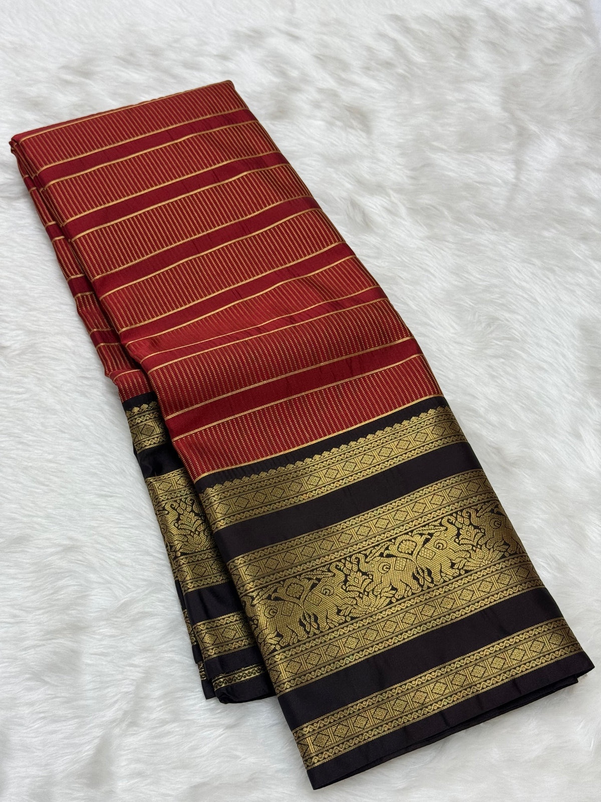 PREMIUM SEMI KANCHI SILK SAREE - ROYAL MAROON