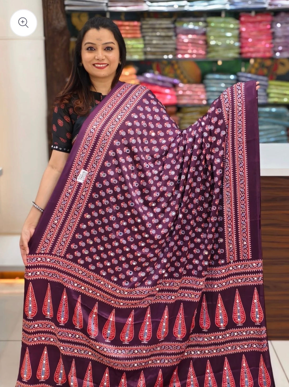 SEMI MODAL SILK SAREE WITH MIRROR WORK - PURPLE