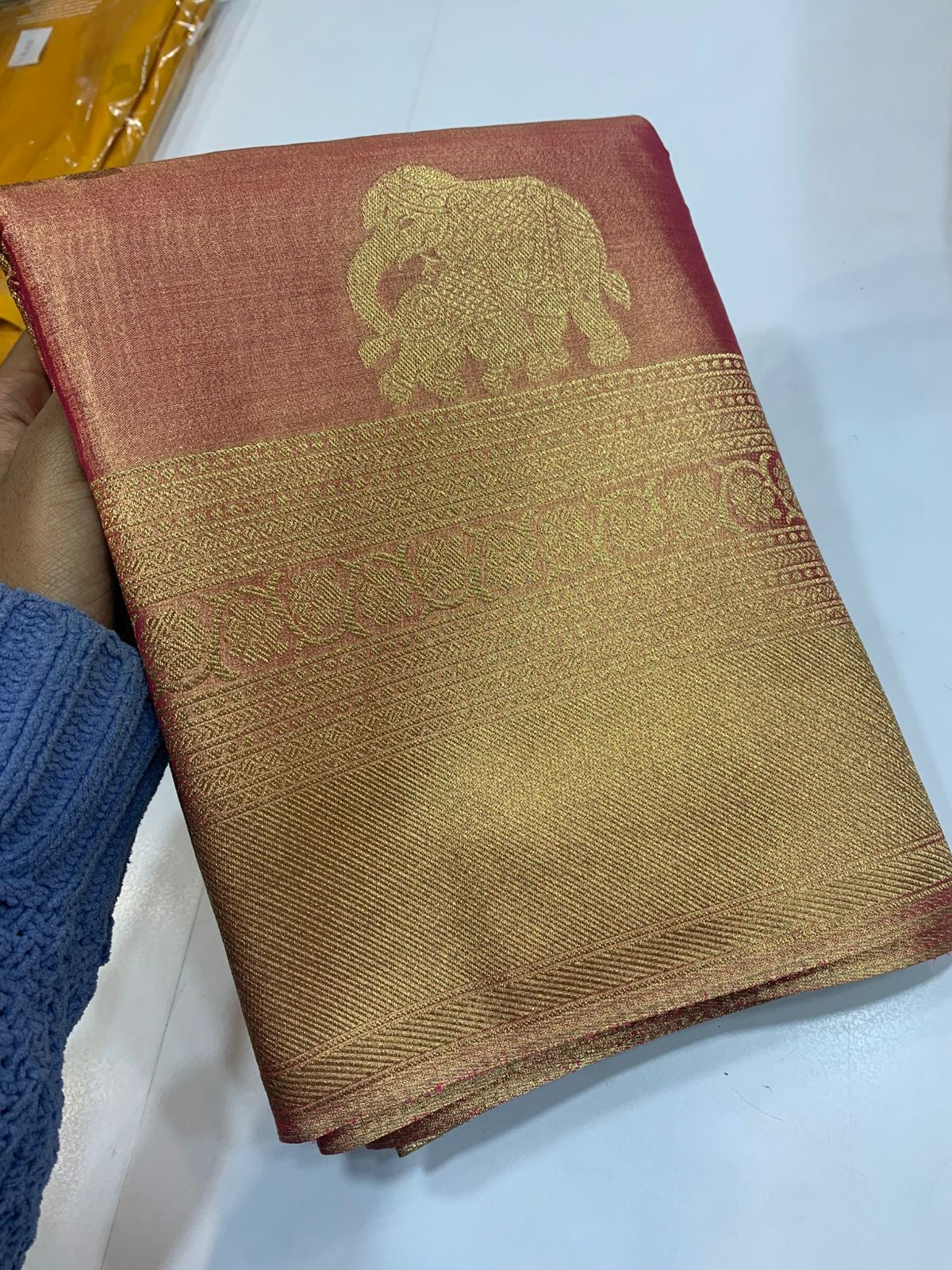 PREMIUM KANCHI TISUSE SILK SAREE - PASTEL PINK