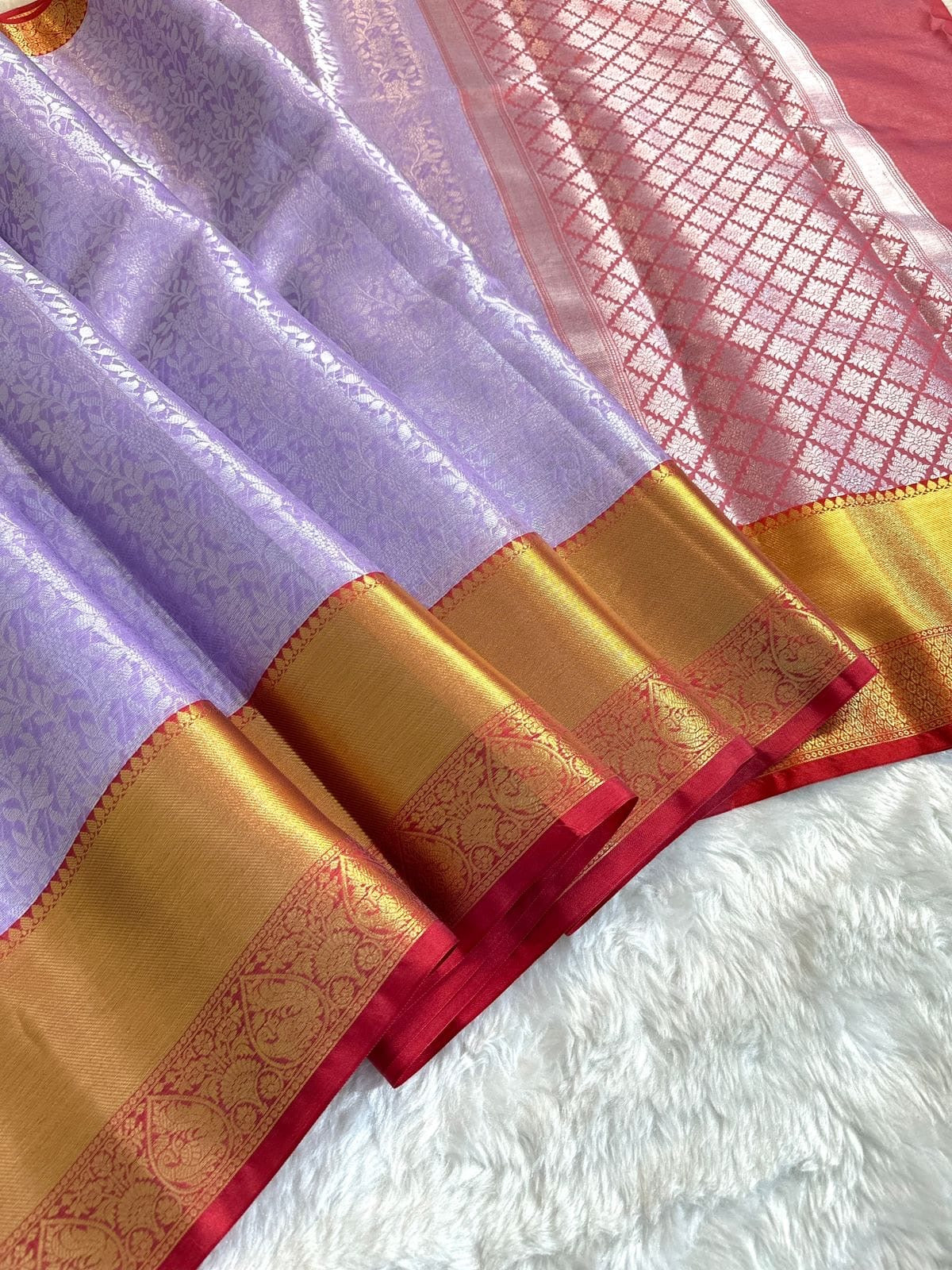 PREMIUM BANARAS TISSUE SILK SAREE - LAVENDER