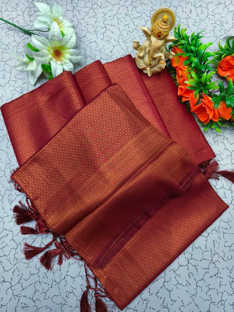 PREMIUM KUBERA PATTU SILK SAREE - MAROON