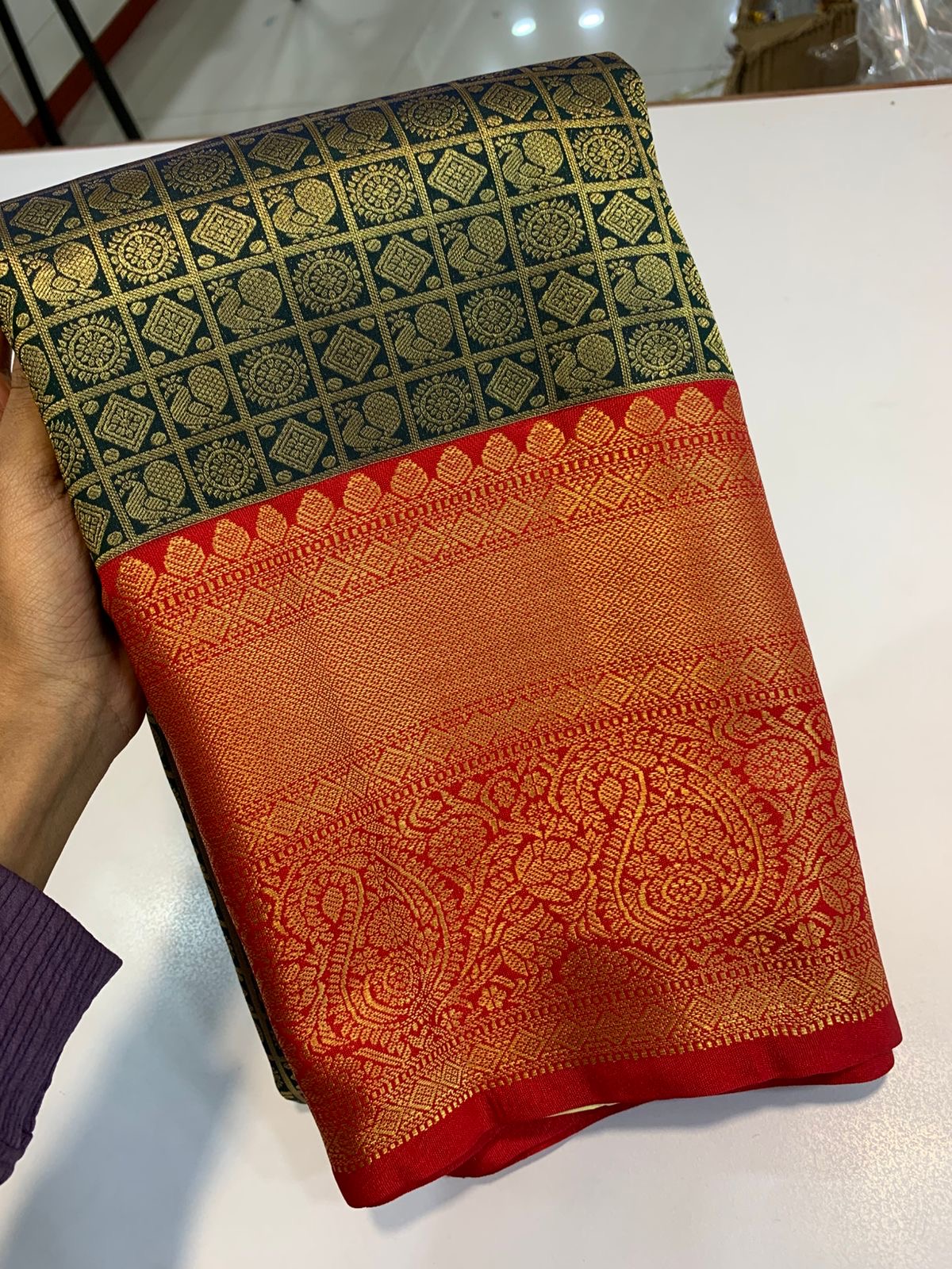 DESIGNER PREMIUM SEMI BROCADE SILK SAREE - GREEN