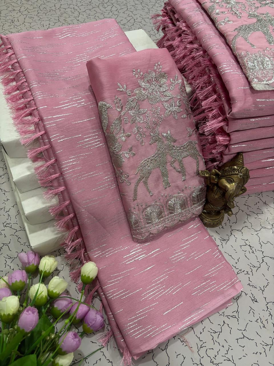GEORGETTE FANCY SAREES - PINK