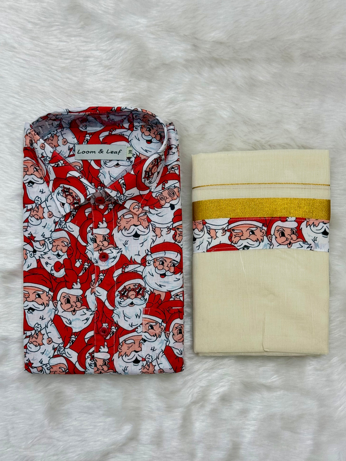PREMIUM SANTA PRINTED SHIRT & MUNDU COMBO - MULTICOLOUR