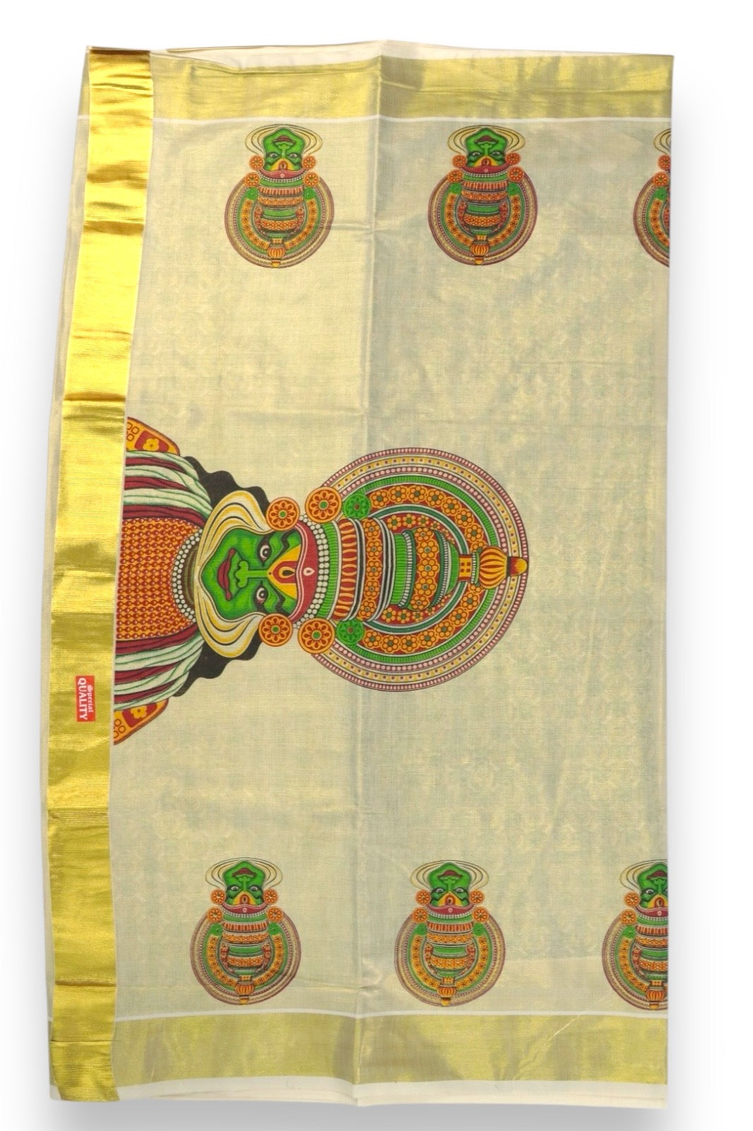 MURAL PAINTED/PRINTED KASAVU TISSUE SAREE (GOLD)