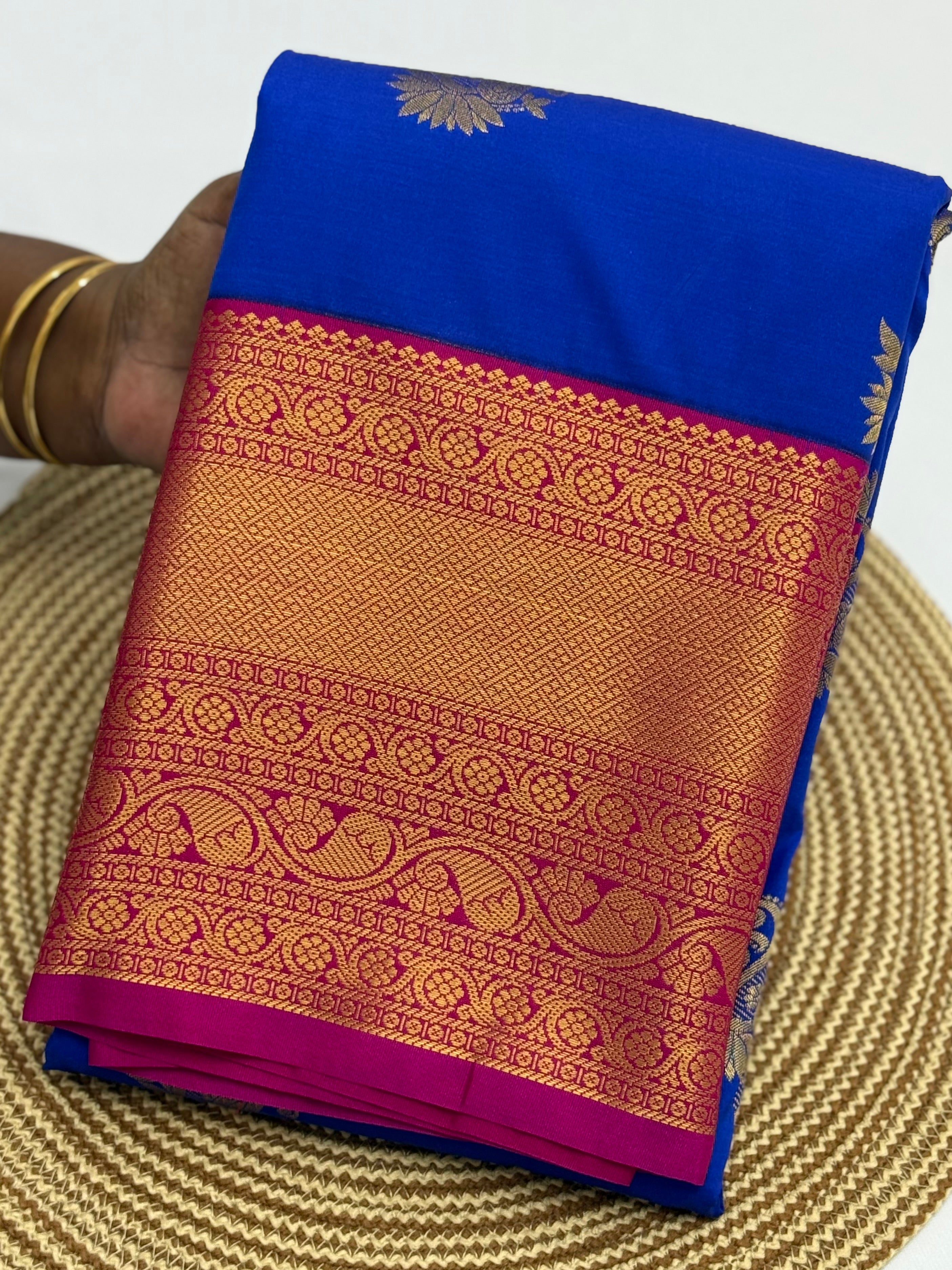 PREMIUM SEMI KANCHI SILK SAREE - TRYPAN BLUE