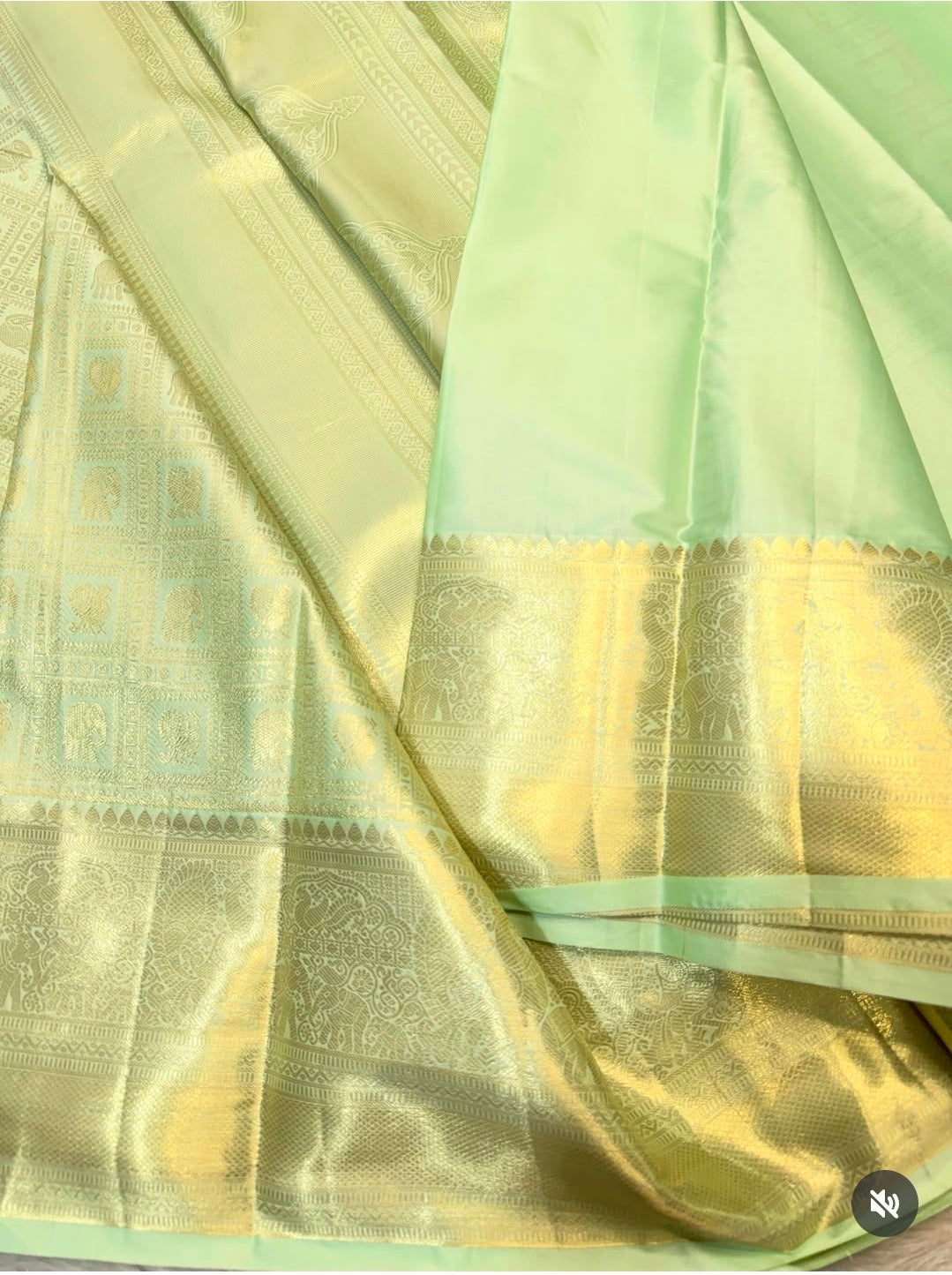 PREMIUM SEMI KANCHI SILK SAREE - PASTEL GREEN