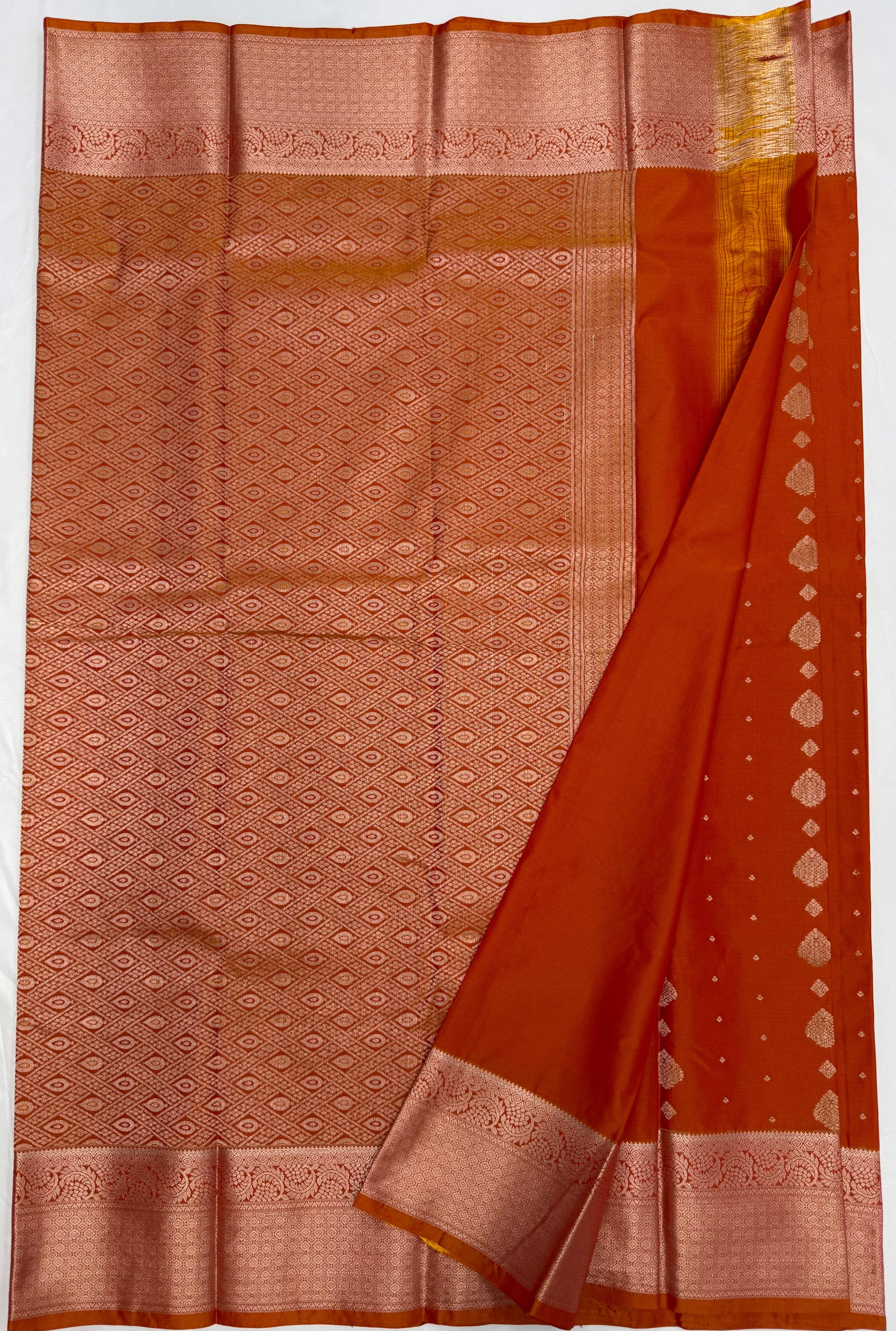 PREMIUM SEMI KANCHI SILK SAREE - ORANGE