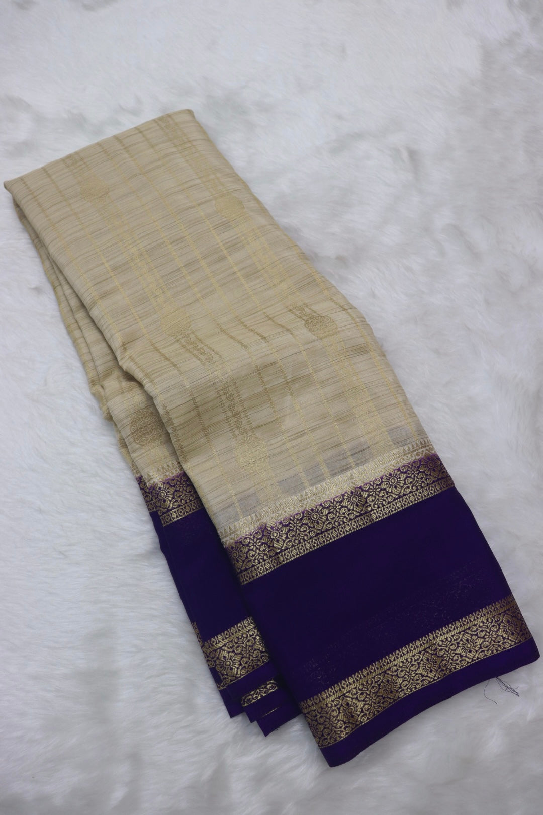 PREMIUM SEMI CREPE SILK SAREE - CREAM