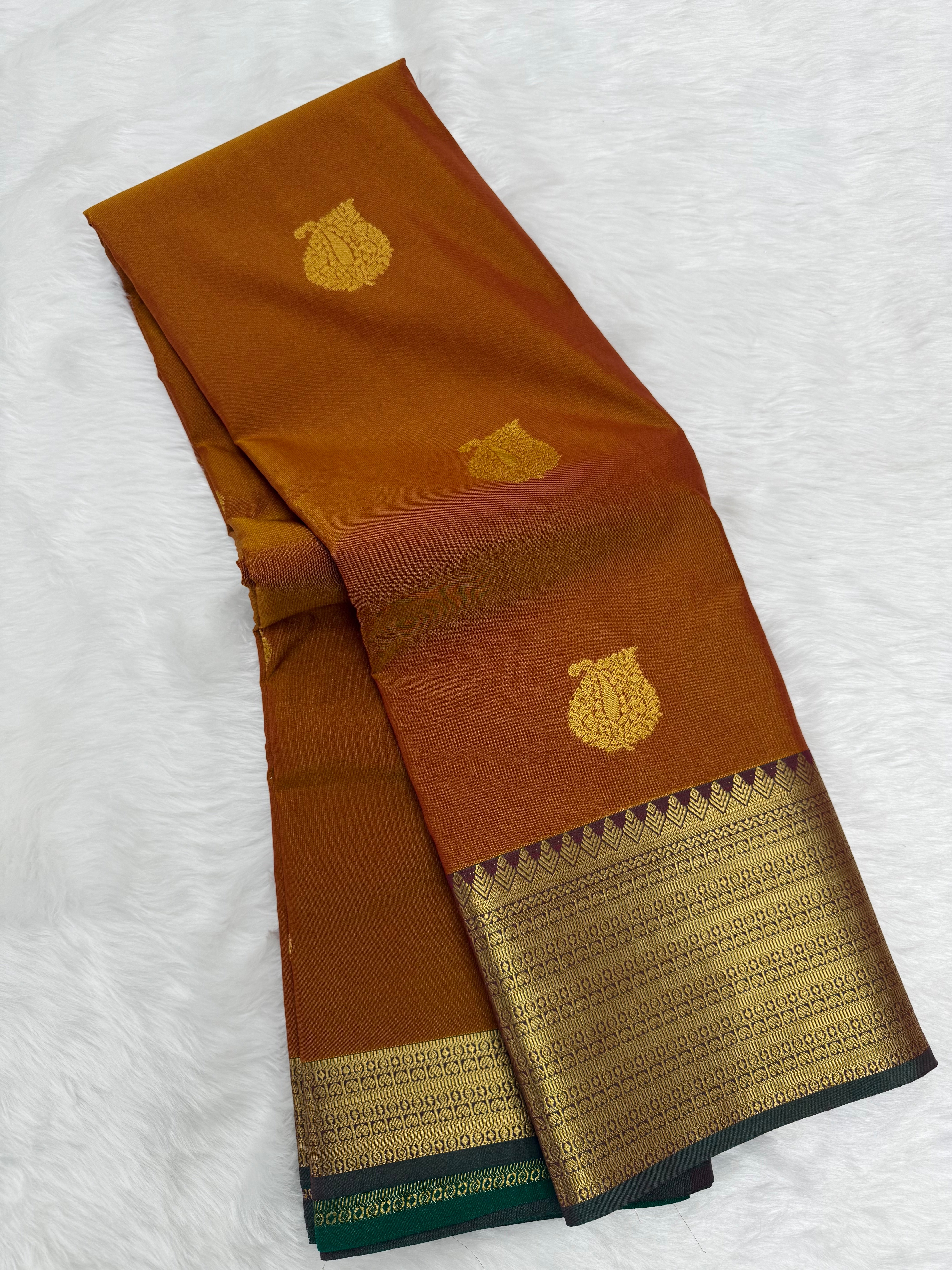 PREMIUM SEMI KANCHI SILK SAREE - OCHRE YELLOW