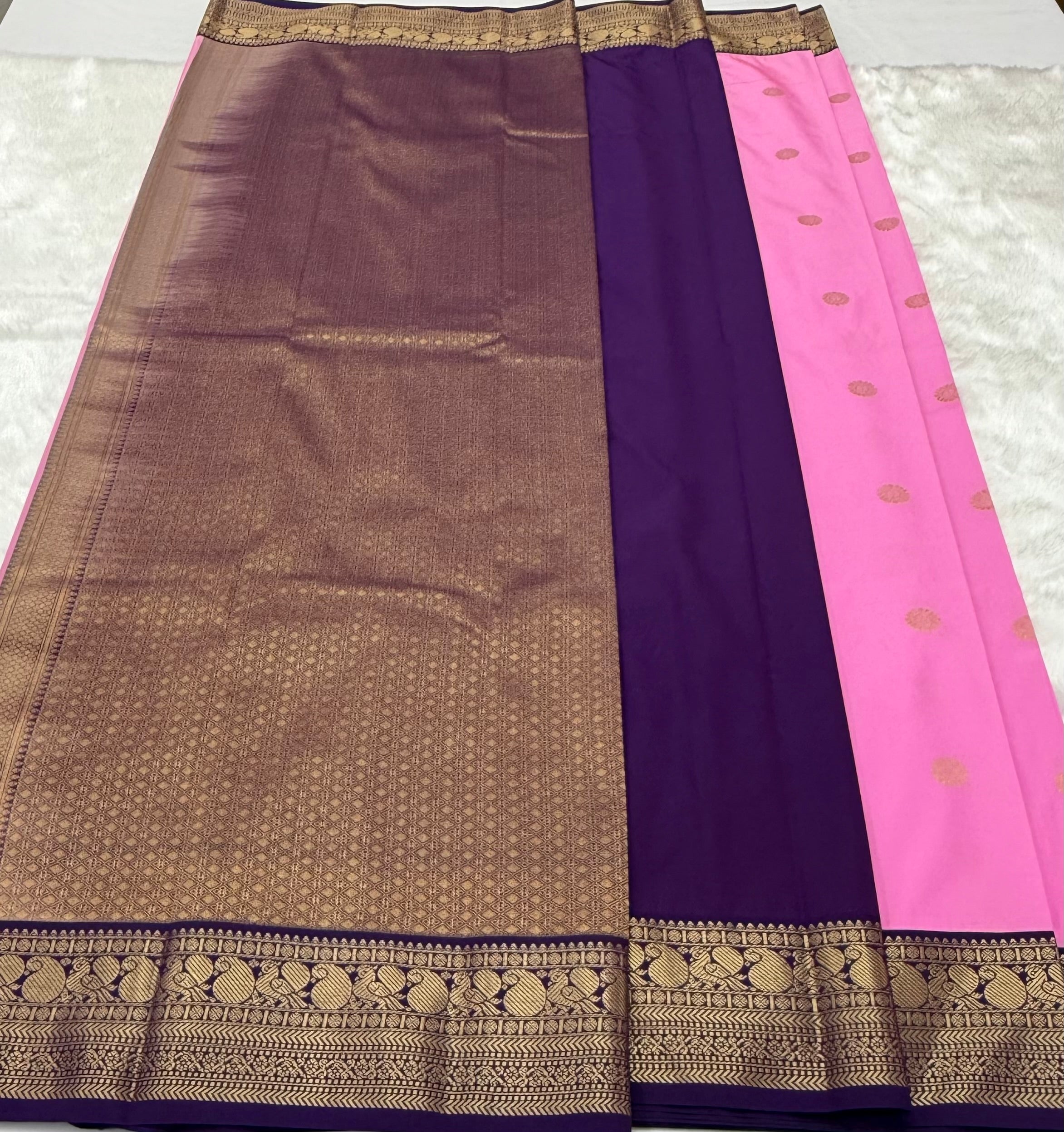 PREMIUM SEMI KANCHI SILK SAREE - ROSE PINK
