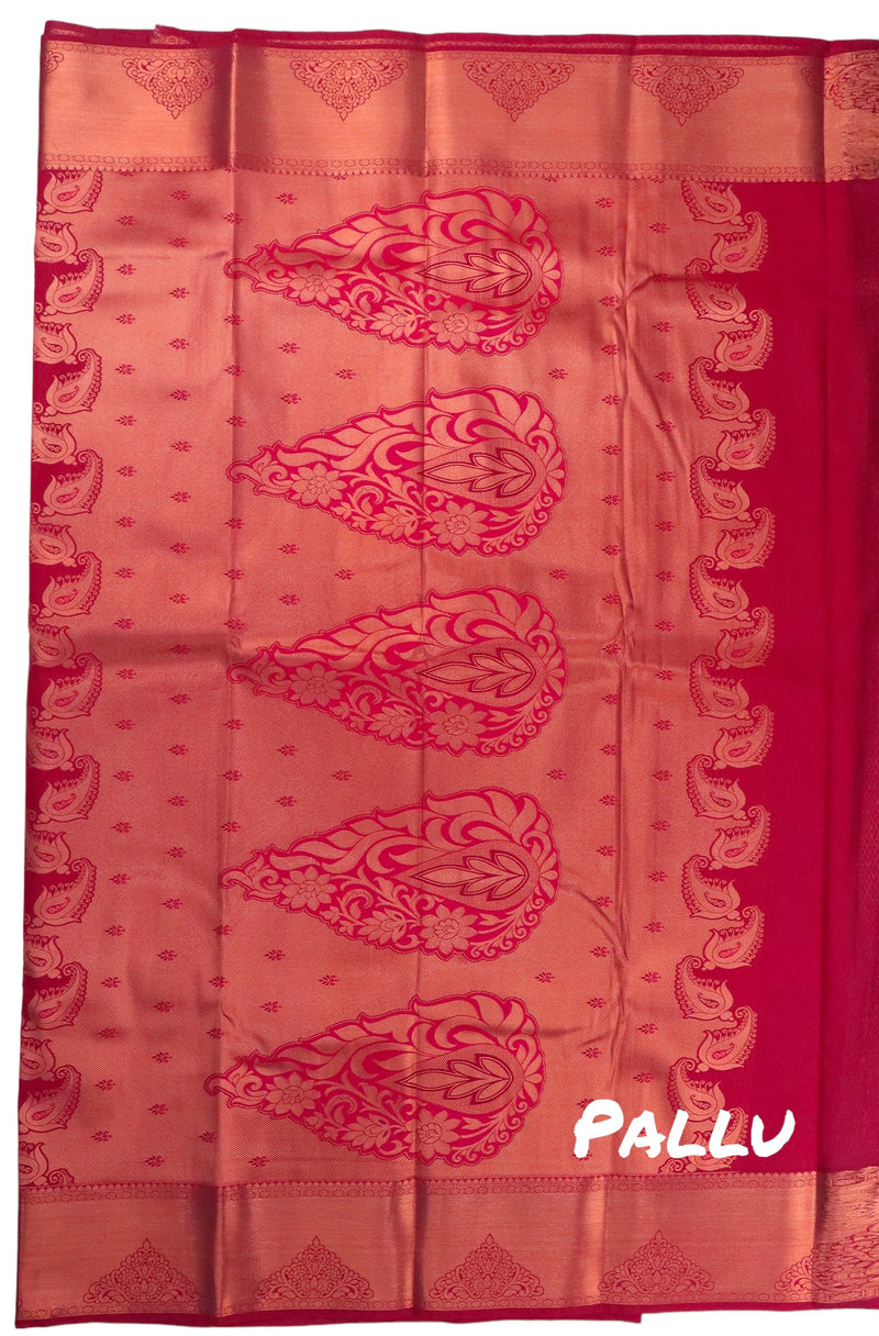 DARK PINK ART SILK SAREE WITH COPPER ZARI BORDER