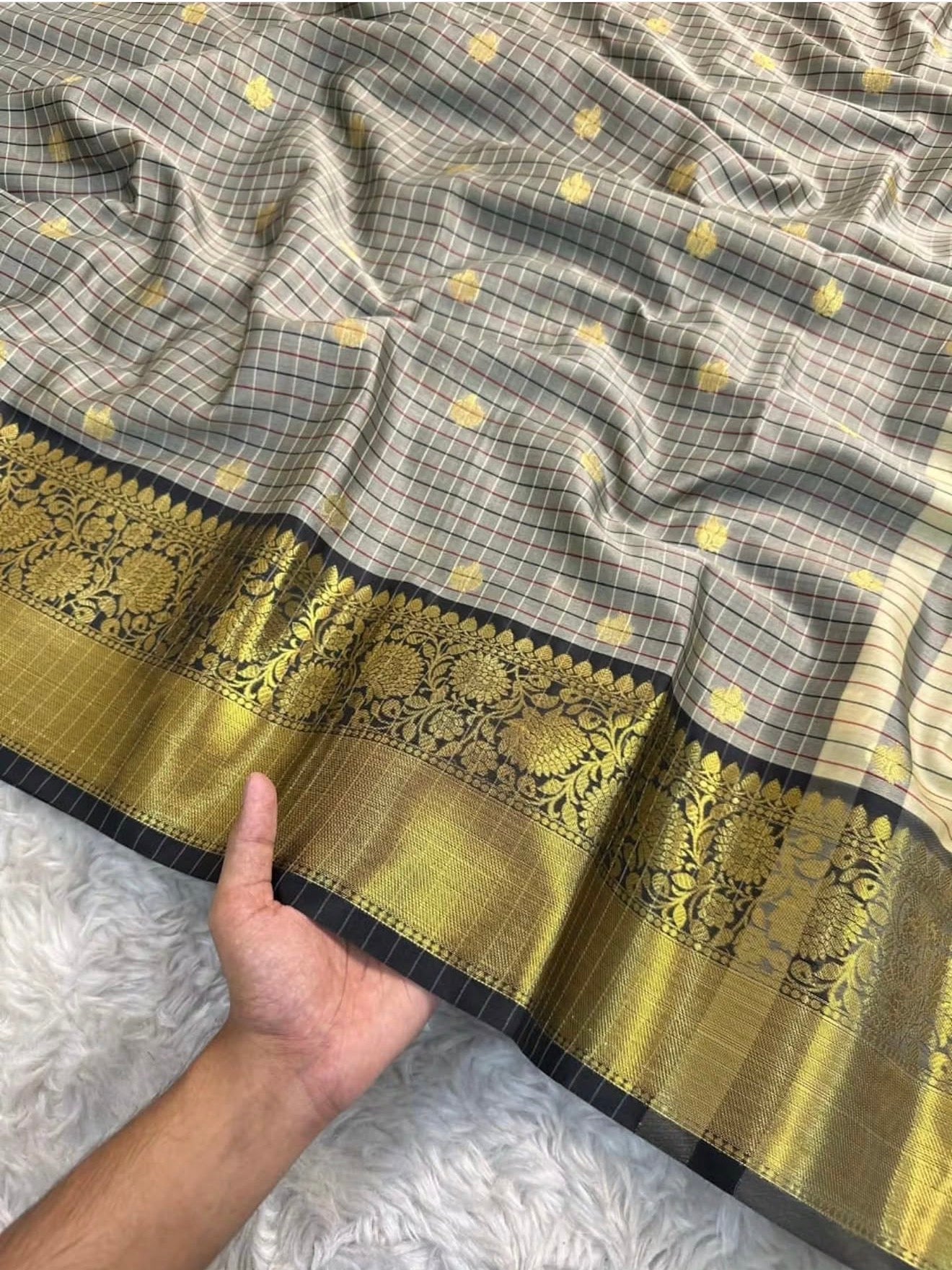 PREMIUM DUAL BORDER BANARASI KATAAN SILK SAREE - MULTI
