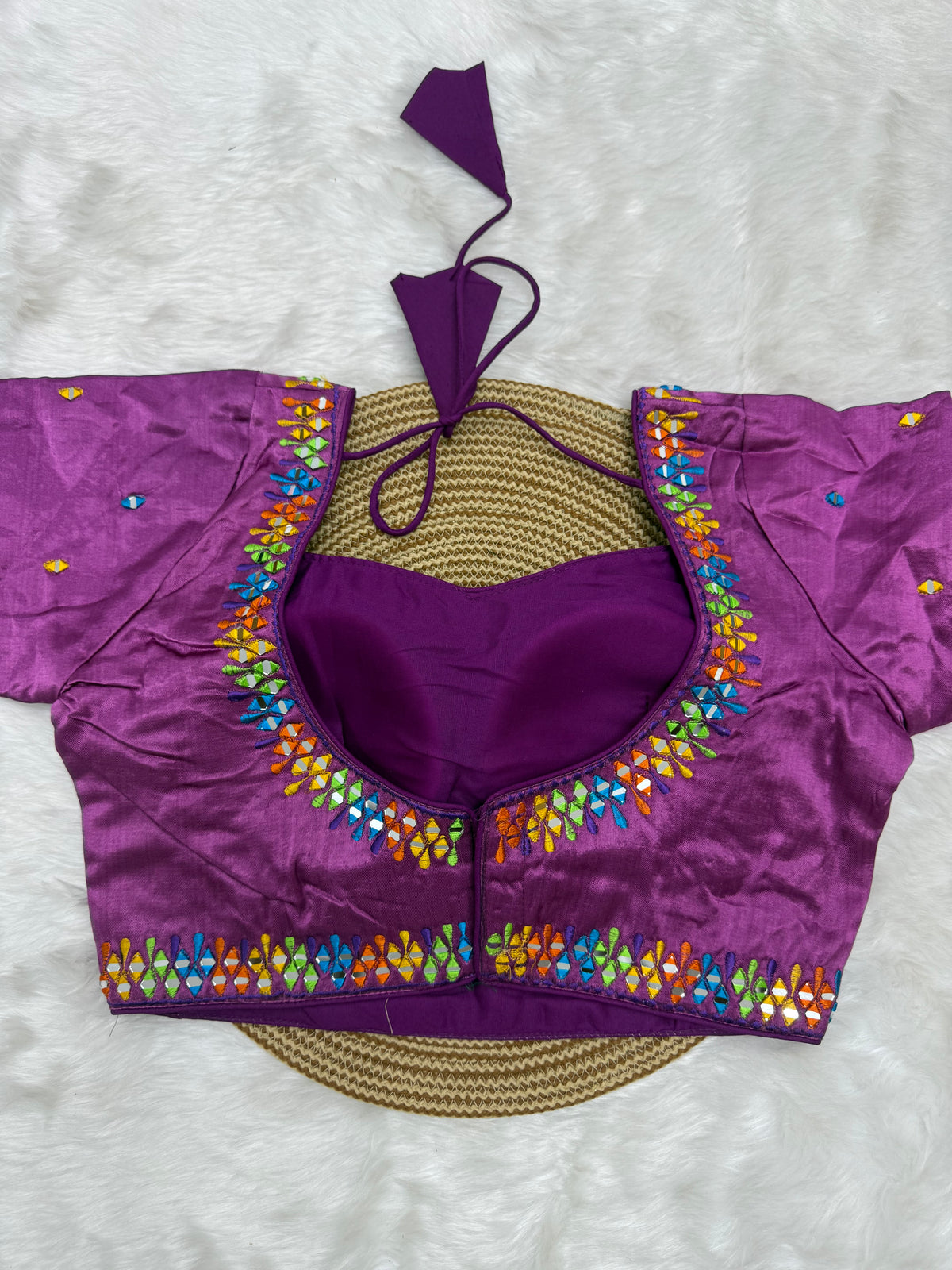 BRIDAL AARI WORK READY TO WEAR SAREE BLOUSE - MAUVE PURPLE