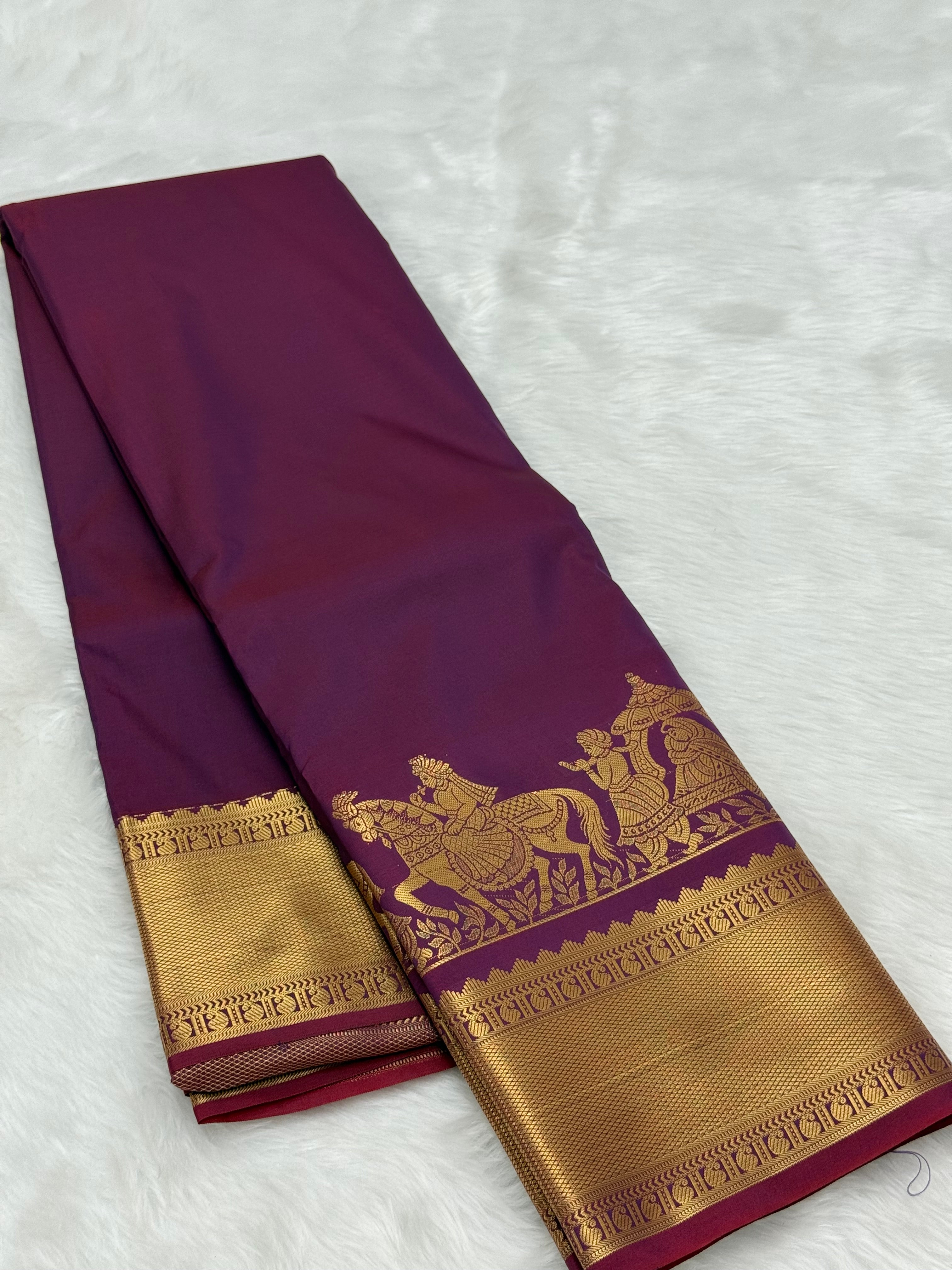 TRENDING PALLAKU DESIGN SOFT SILK SAREE - EGGPLANT