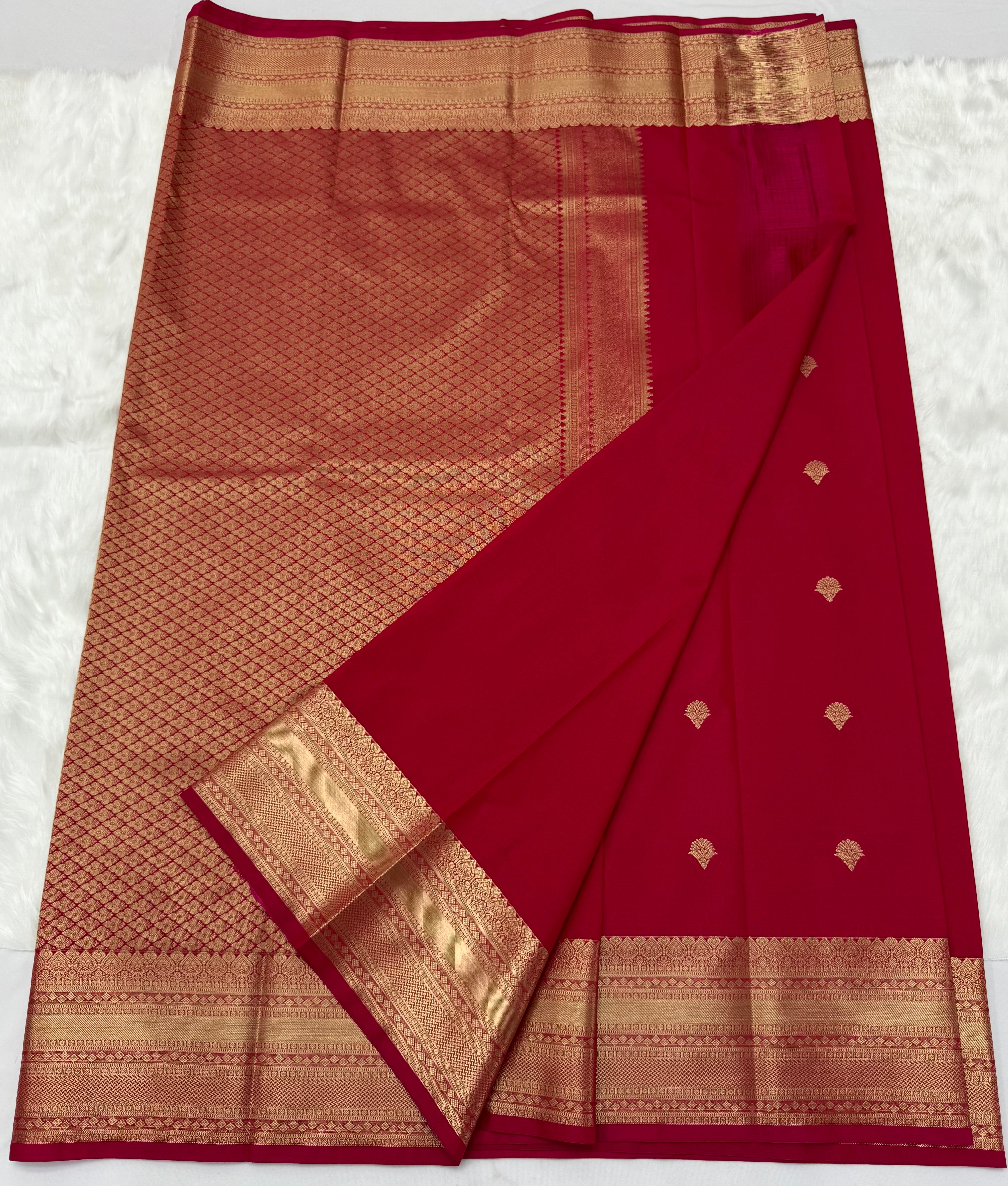 PREMIUM SEMI KANCHI SILK SAREE - AJAX RED
