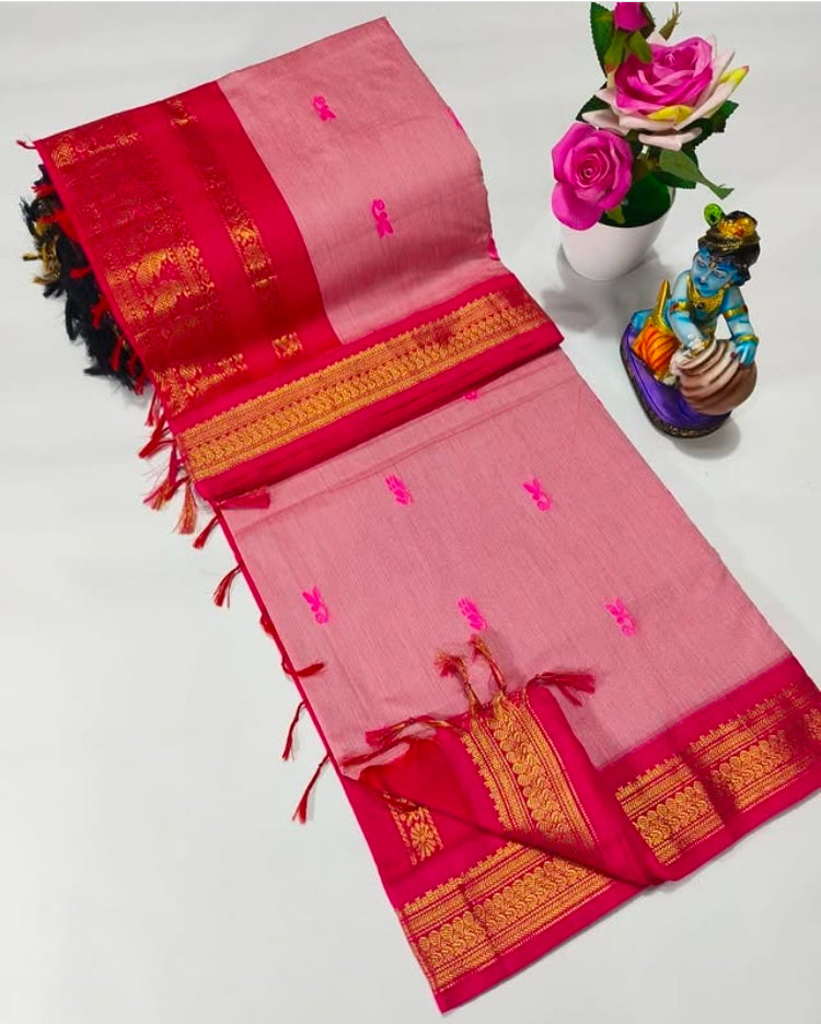 PREMIUM GADWAL/KALYANI COTTON SILK SAREES - PINK