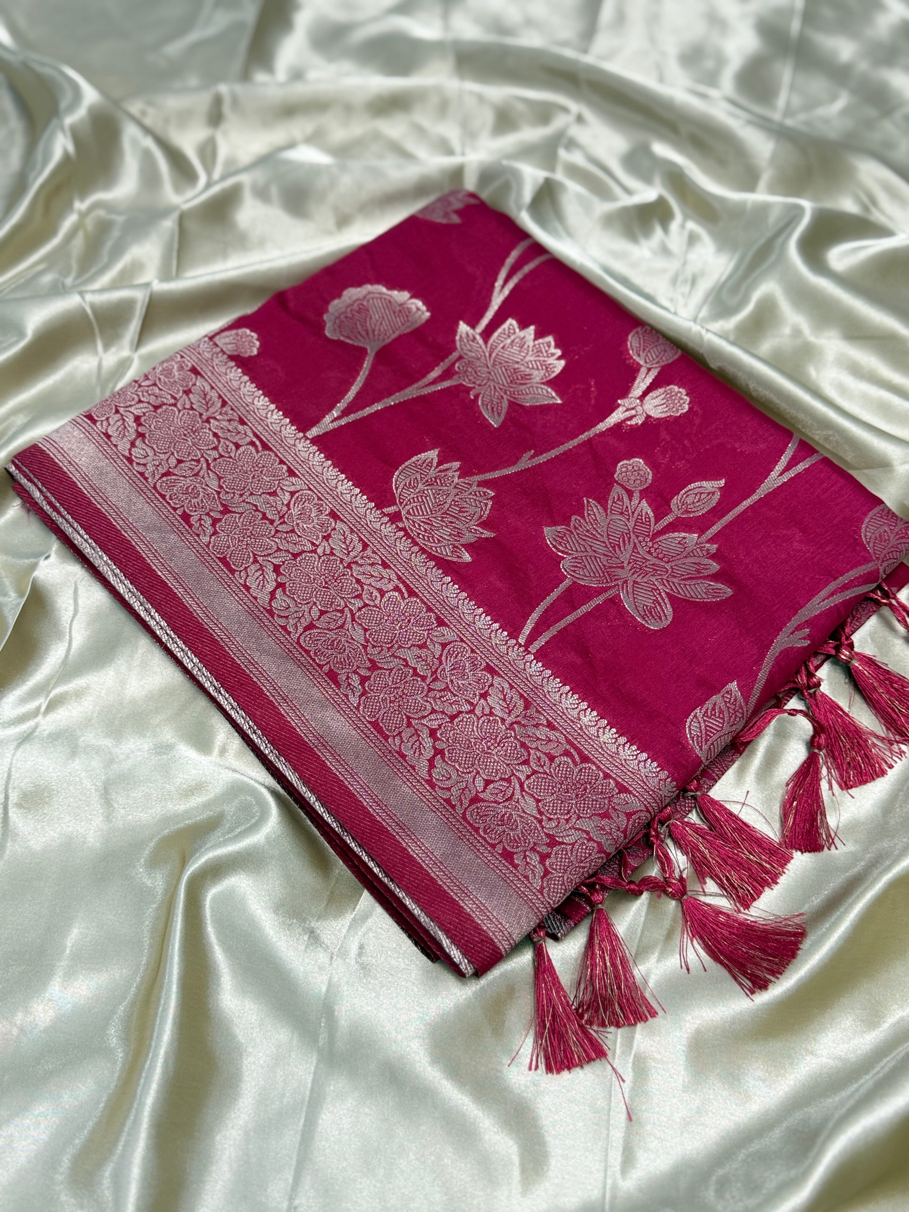 DUPION SOFT SILK SAREE - BRIGHT RED