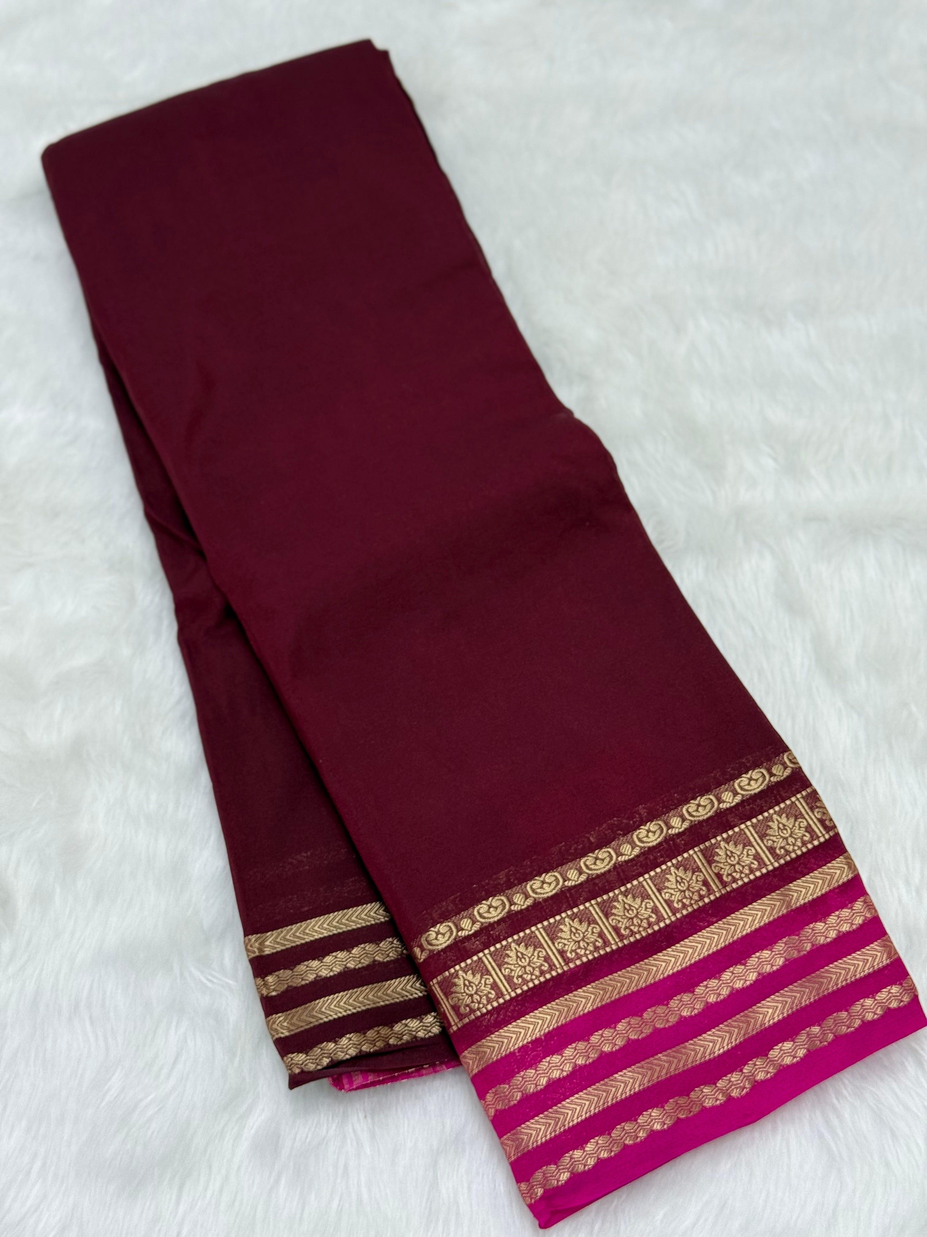 PREMIUM SEMI MYSORE SILK SAREE - BURGUNDY