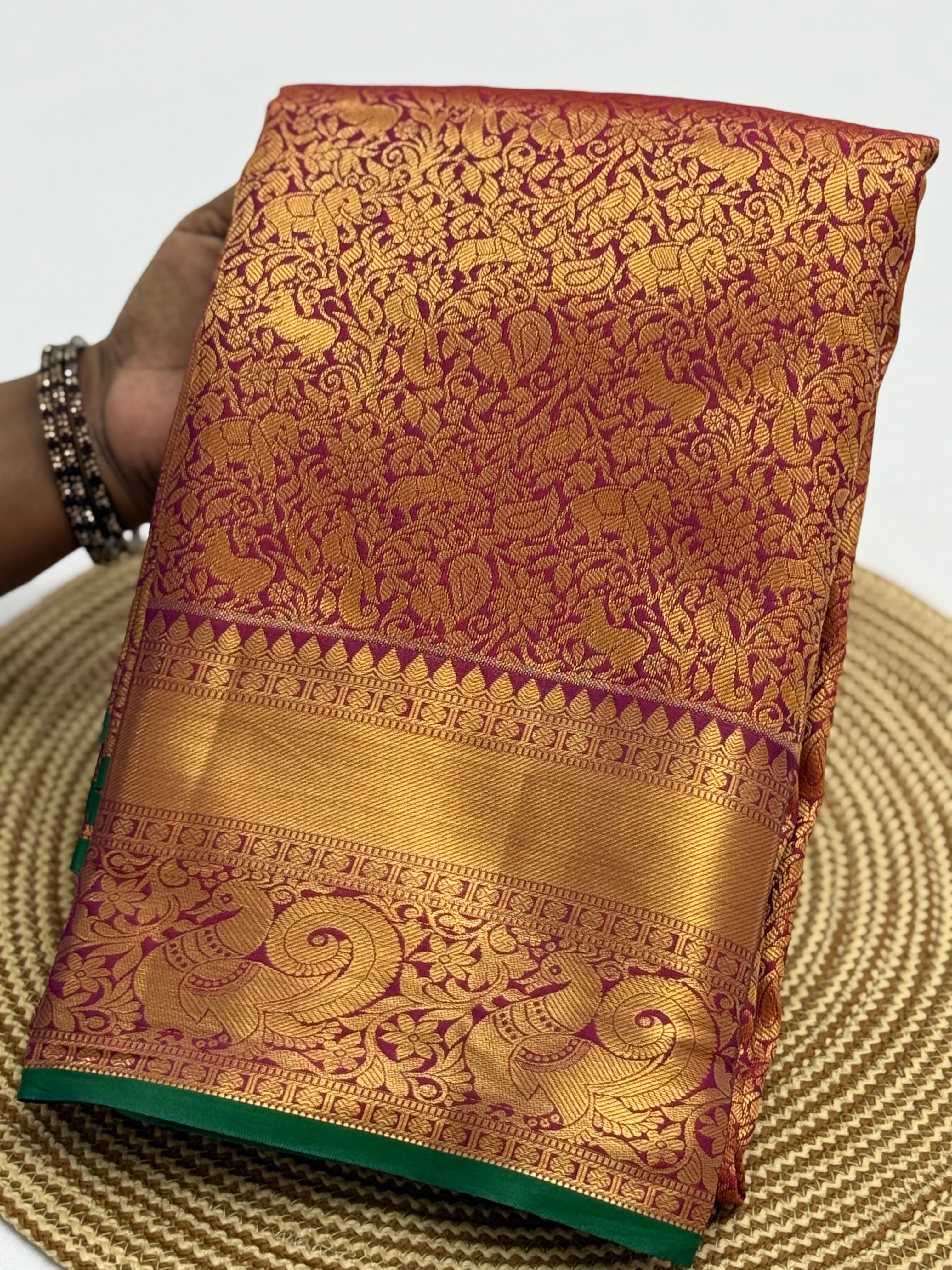 PREMIUM SEMI KANCHI SILK SAREE - GOLDEN VIOLET