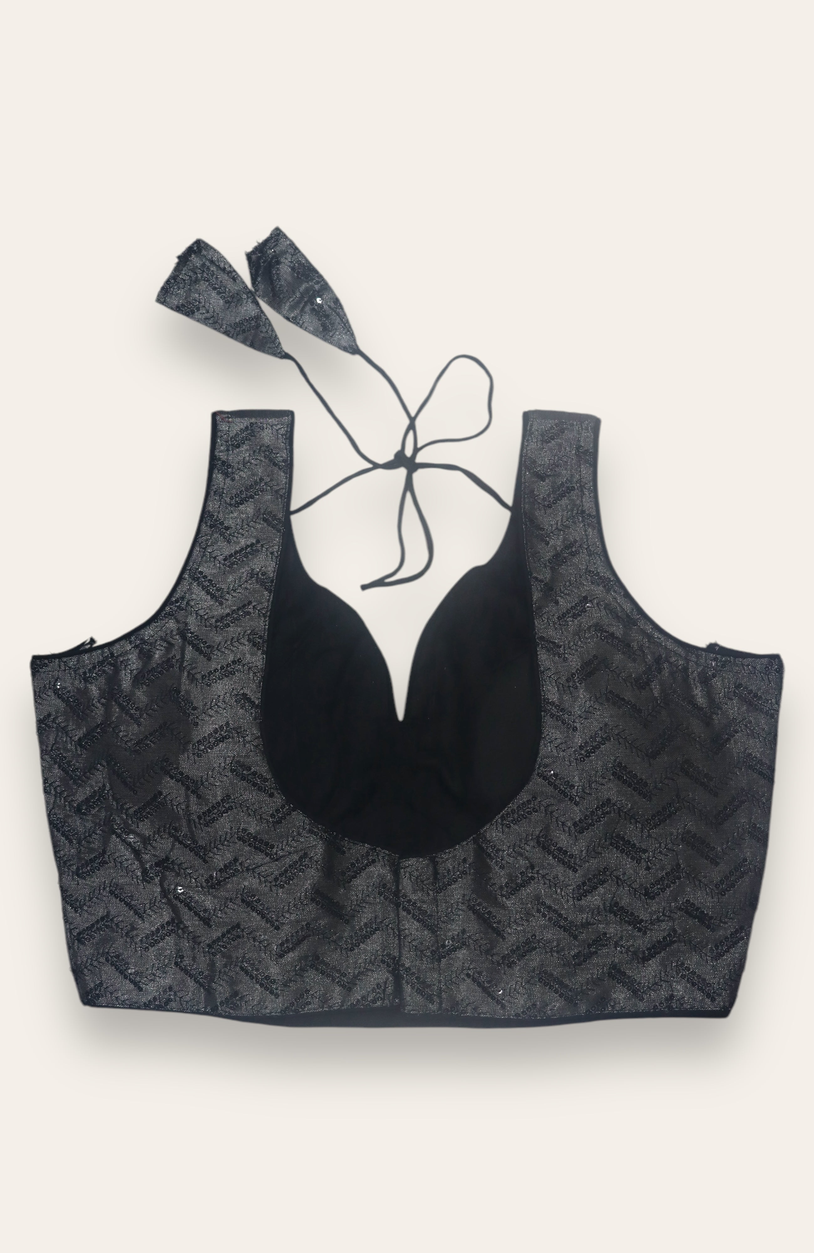 SLEEVELESS DESIGNER BLOUSE - BLACK